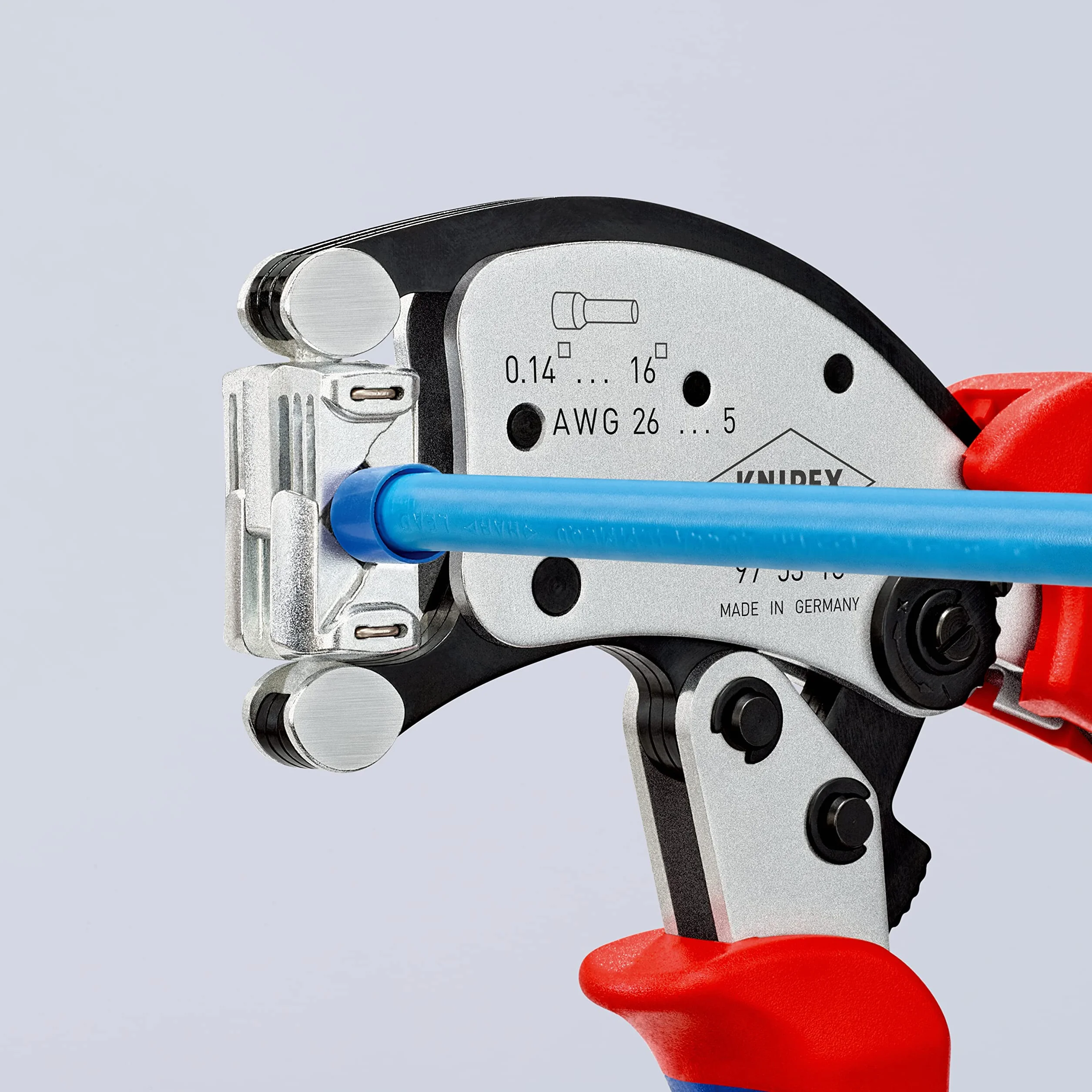 KNIPEX Twistor16 Samonastawne szczypce do zagniatania tulejek kablowych z głowicą obrotową 97 53 18 SB
