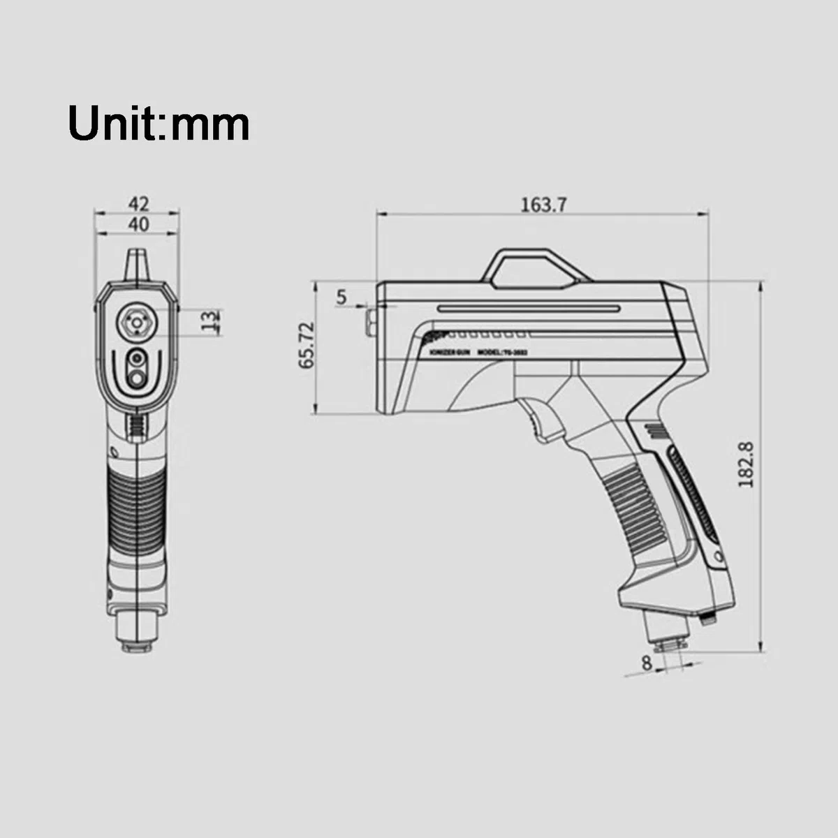 Pistolet pneumatyczny jonizujący, ręczny pistolet antystatyczny do przemysłowego usuwania statycznego i naprawy elektronicznej ze światłem do wykrywania kurzu