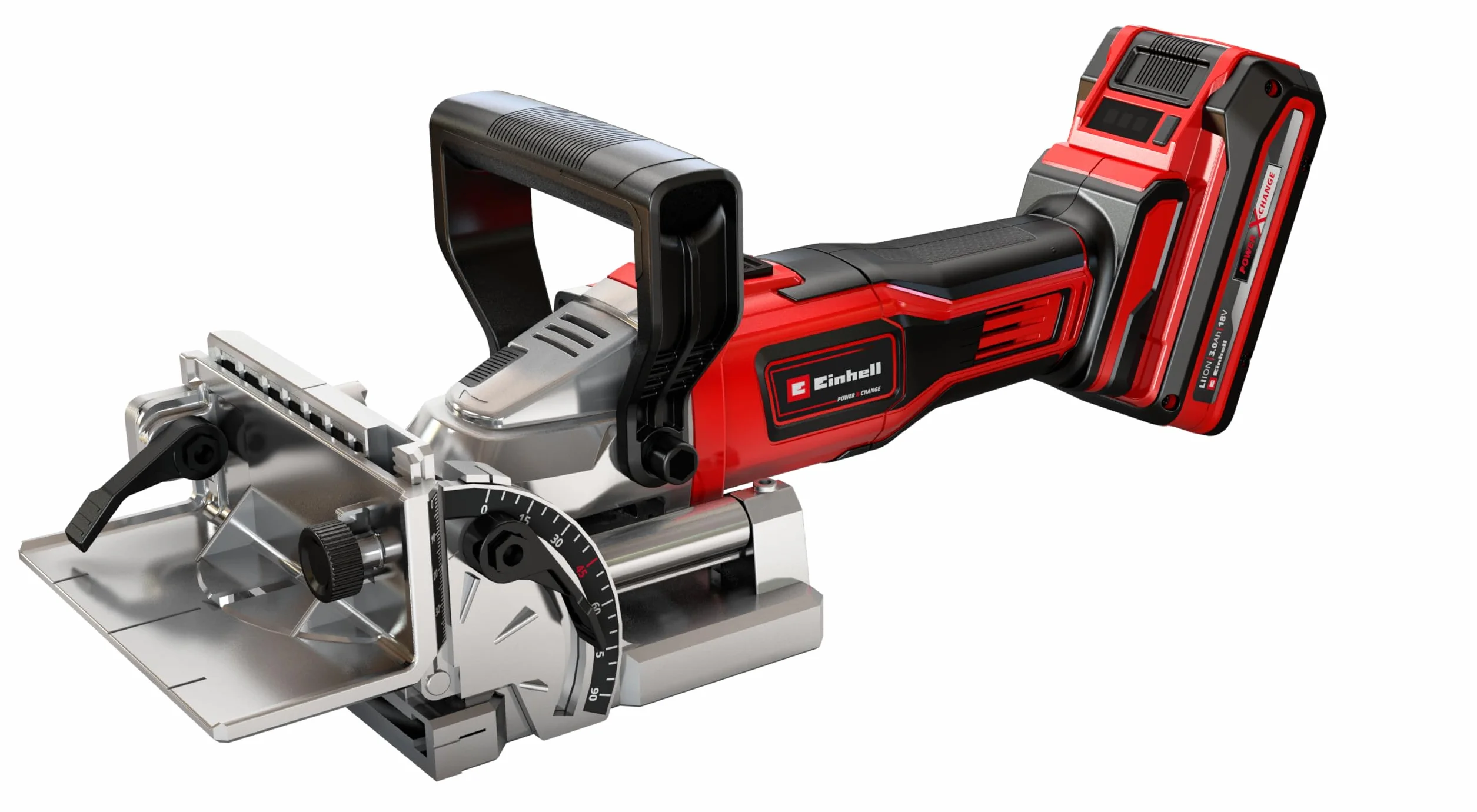 Einhell Akumulatorowa frezarka nutowa TE-BJ 18 Li-Solo Power X-Change (18 V, Li-Ion, bezstopniowa regulacja kąta/wysokości, 6 poziomów regulacji głębokości, bez akumulatora i bez ładowarki)