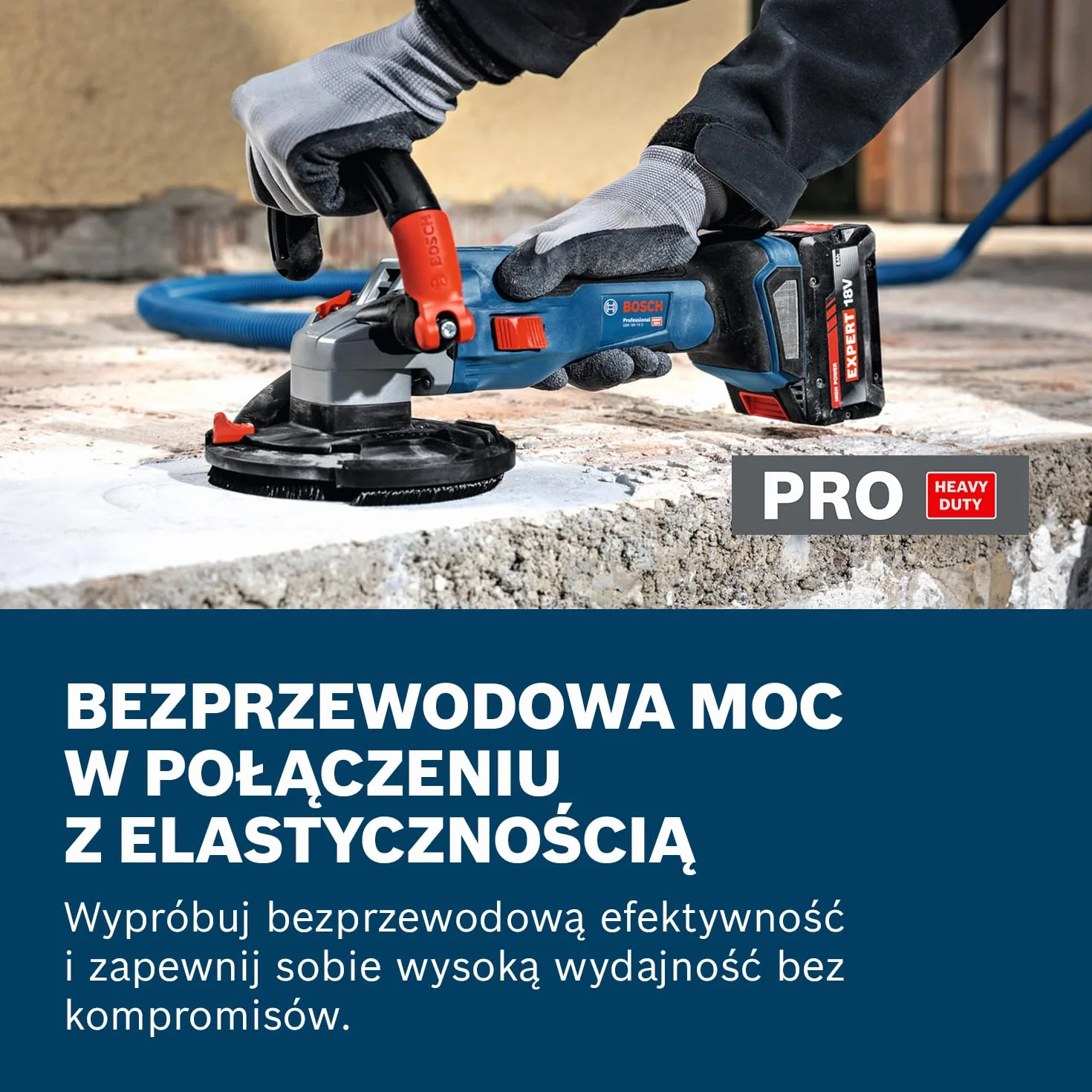 Bosch Professional 18V System Akumulatorowa szlifierka do betonu GBR 18V-15 S (walizka L-BOXX 238, diamentowa tarcza garnkowa, klucz widełkowy, zapasowy dwuczęściowy wieniec szczotkowy)