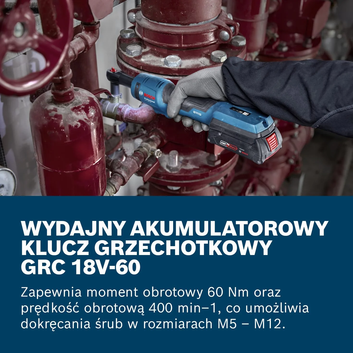 Bosch Professional 18V System Akumulatorowy klucz grzechotkowy GRC 18V-60 (zestaw: walizka L-BOXX)