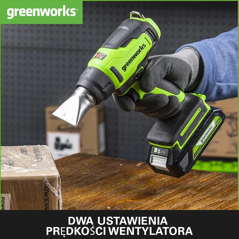 Greenworks G24HG Opalarka na Baterię, Szybkie Nagrzewanie w 9 Sekund, 200 l/min 2 Prędkości Wentylatora, BEZ Baterii 24V i Ładowarki
