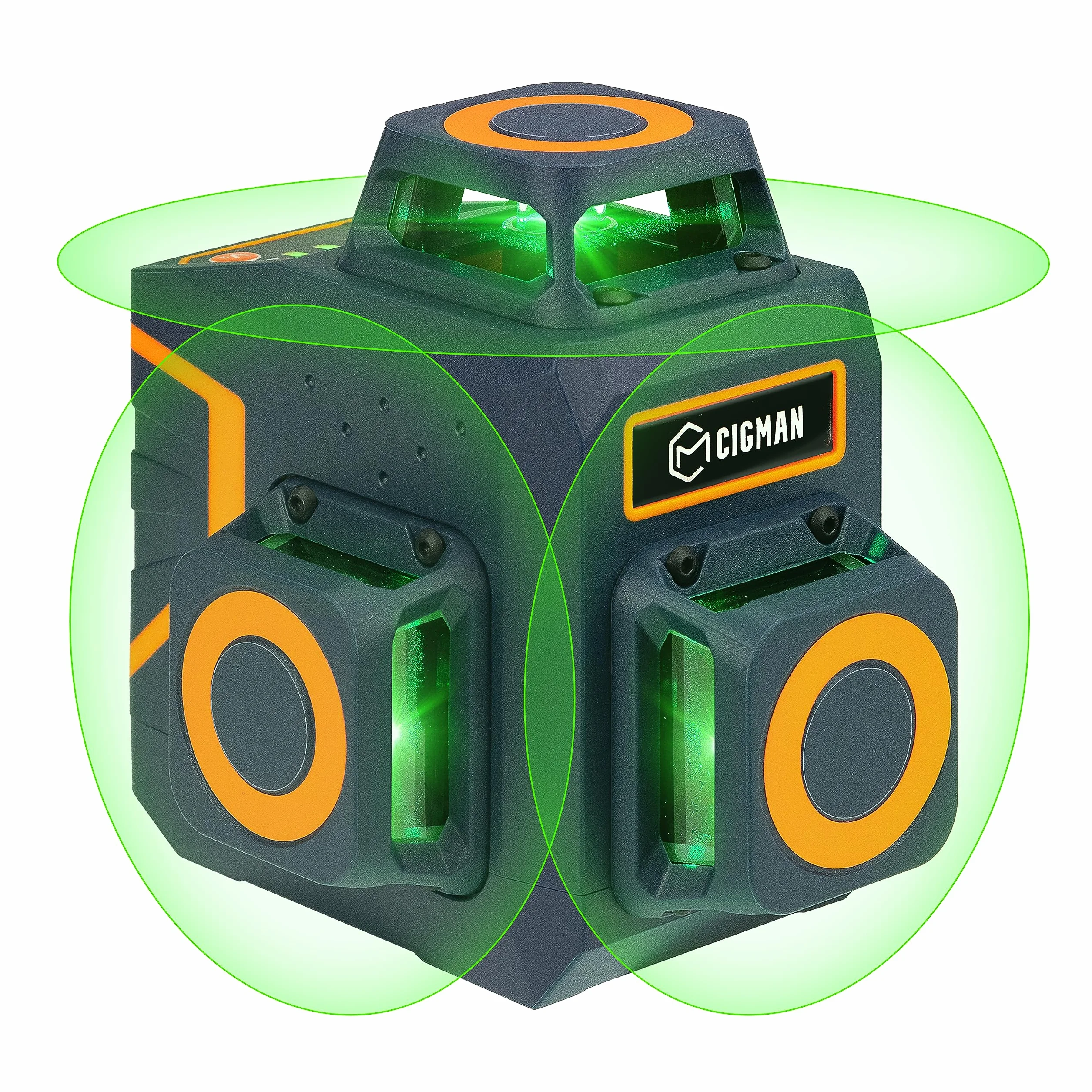 CIGMAN Cross Line Laser Green 2 x 360 stopni Poziom lasera Poziom lasera z akumulatorem litowym i pilotem Regulowana jasność w celu oszczędzania energii CM701SE