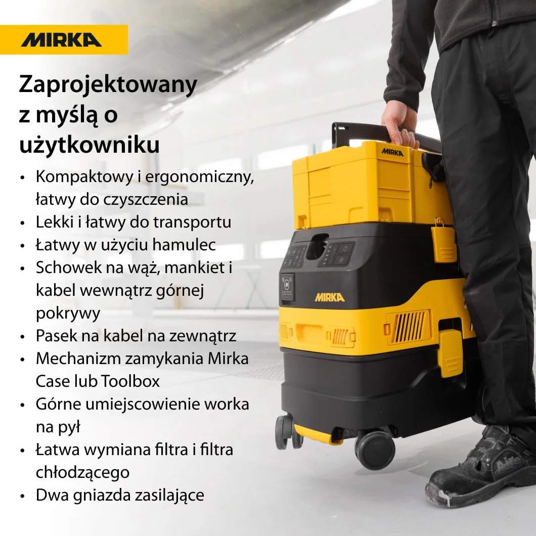 MIRKA DEXOS 1217 AFC - odkurzacz przemysłowy klasy M z automatycznym systemem czyszczenia i wężem 4 m - do szlifierek i warsztatów