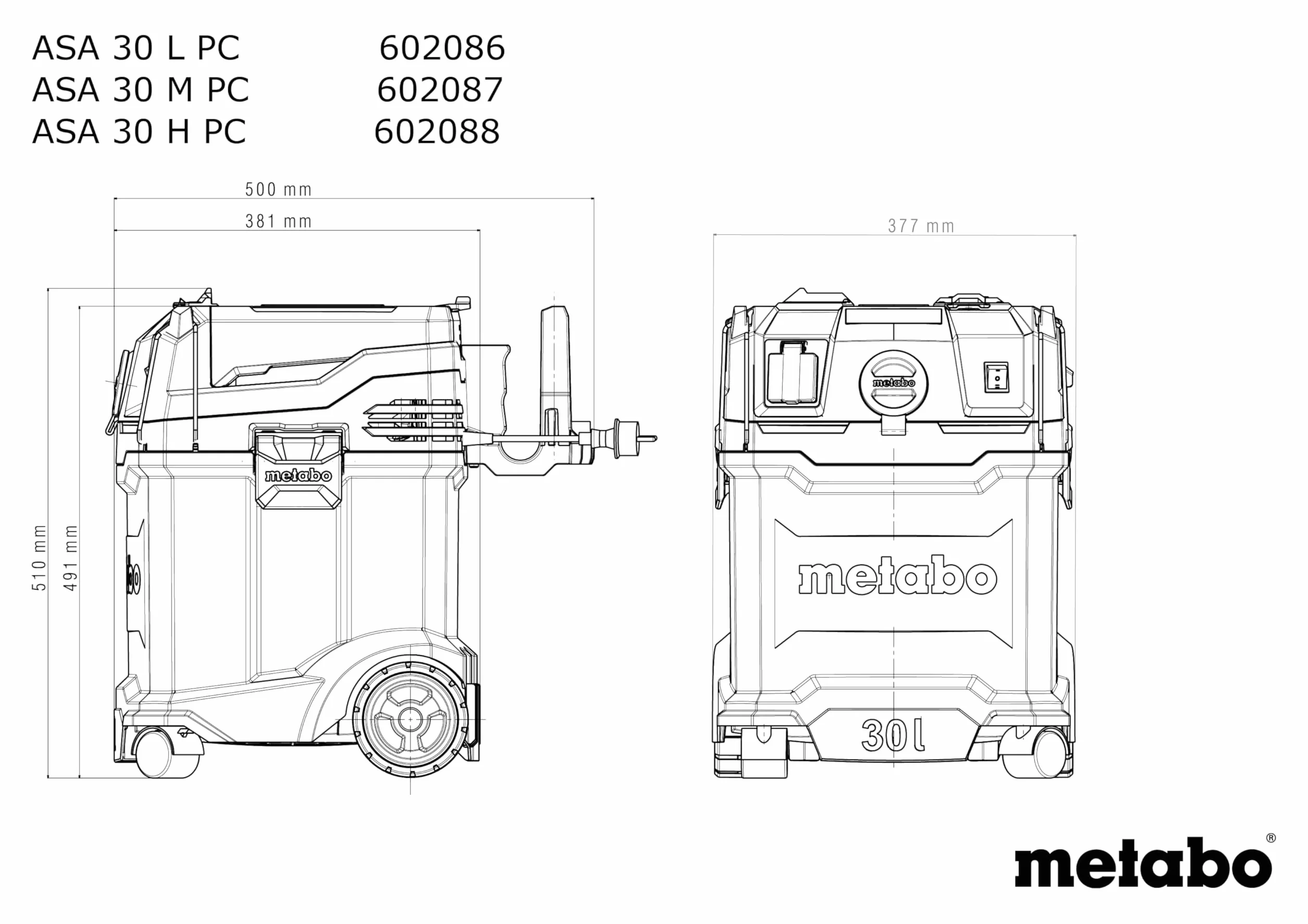 Metabo odkurzacz uniwersalny ASA 30 L PC 5,5 m do pracy na mokro i sucho