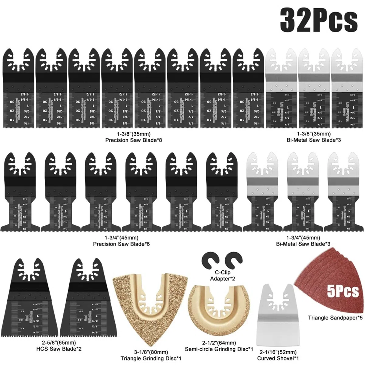 Multifunction Saw Blades Set Oscillating Quick Release For Renovator Woodworking DIY Power Tool 12-108Pcs/Set(32Pc)