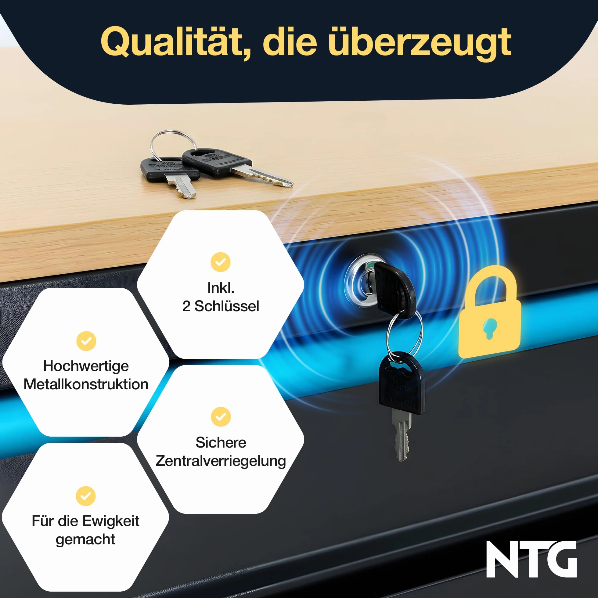 NTG Wózek narzędziowy XXL – 471-częściowy z wyposażeniem – 12 szuflad z drewnianym blatem roboczym, zamykany, mobilny na kółkach, profesjonalny wózek warsztatowy z metalu, do garażu i warsztatu