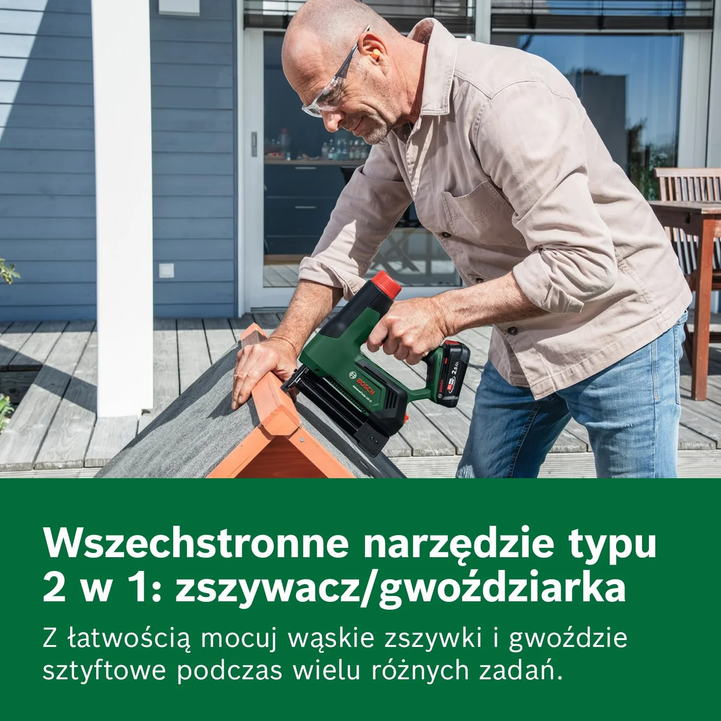Bosch 18V System Akumulatorowy zszywacz/gwoździarka AdvancedTacker 18V-25 (narzędzie typu do zszywania i wbijania gwoździ, zszywki, gwoździe, element dystansowy, osłona noska z prowadnikiem drutu)