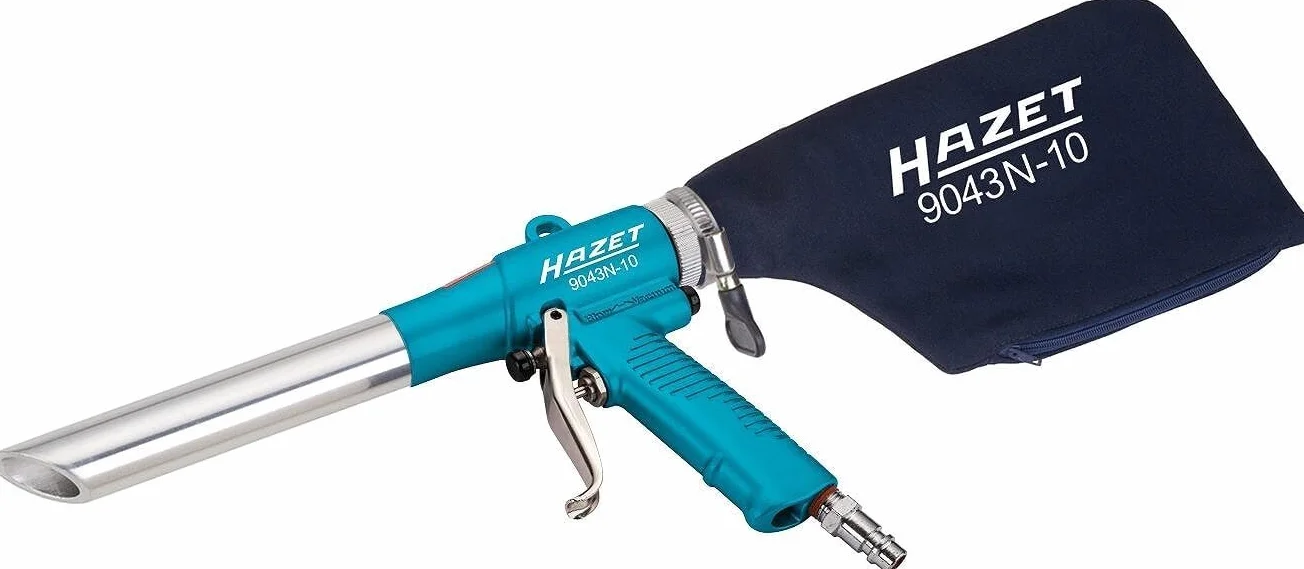 HAZET 9043N-10 pistolet ssąco-dmuchający I Praktyczny przełącznik obsługiwany jedną ręką, z metalową obudową, poziom podciśnienia: 7,5 mmHg I Odciąganie zanieczyszczeń i przedmuchiwanie powierz