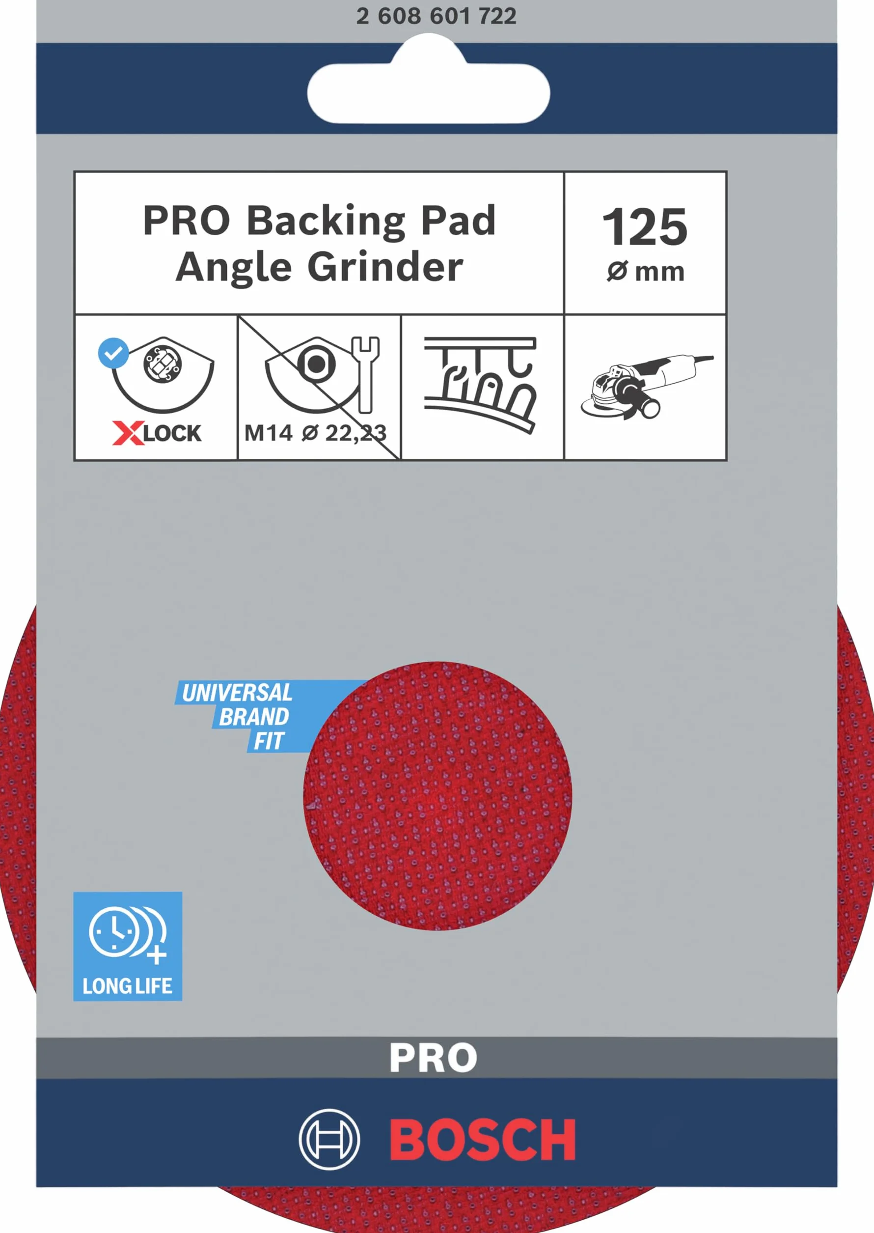 Bosch 1x PRO Backing Pad do małych szlifierek kątowych, X-Lock, mocowanie na rzepy (Ø 125 mm, Professional Akcesoria Mała szlifierka kątowa)