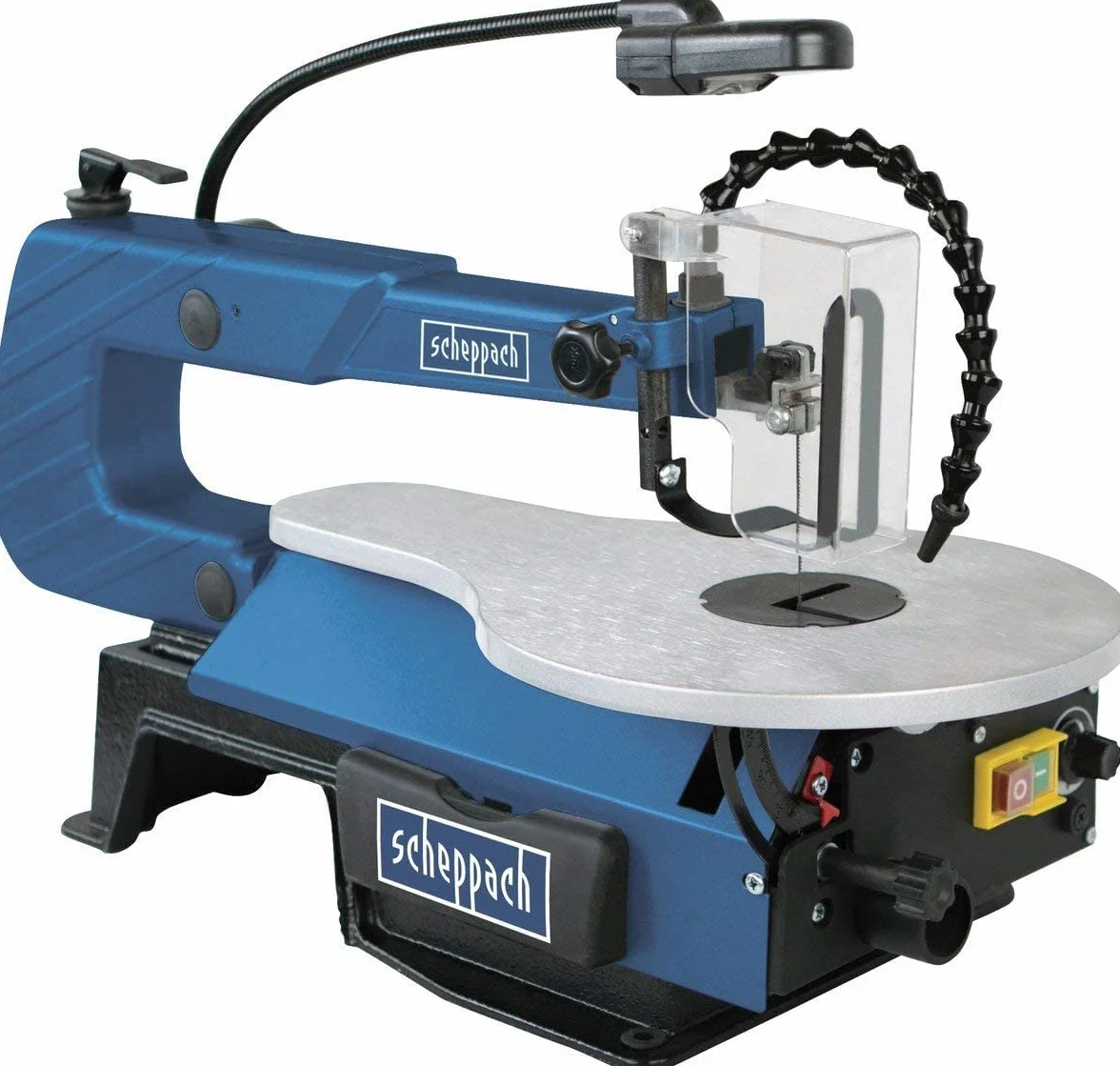 Scheppach Wyrzynarka SD1600 V, piła modelowa z wydajnym silnikiem 120 W, wysokość przejścia 50 mm i elastyczną dyszą dmuchawy