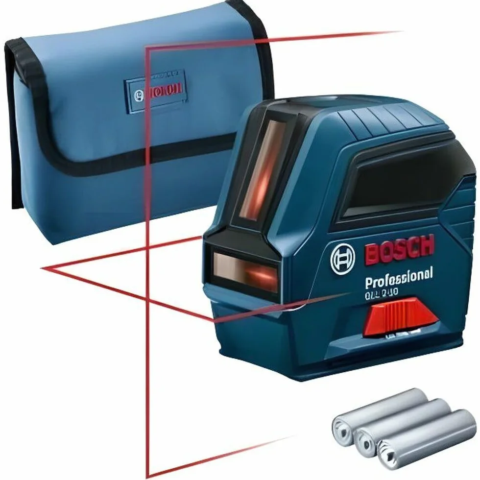 Bosch Professional Laser liniowy GLL 2-10, czerwona wiązka, zasięg 10 m, zestaw z bateriami AA i pokrowcem