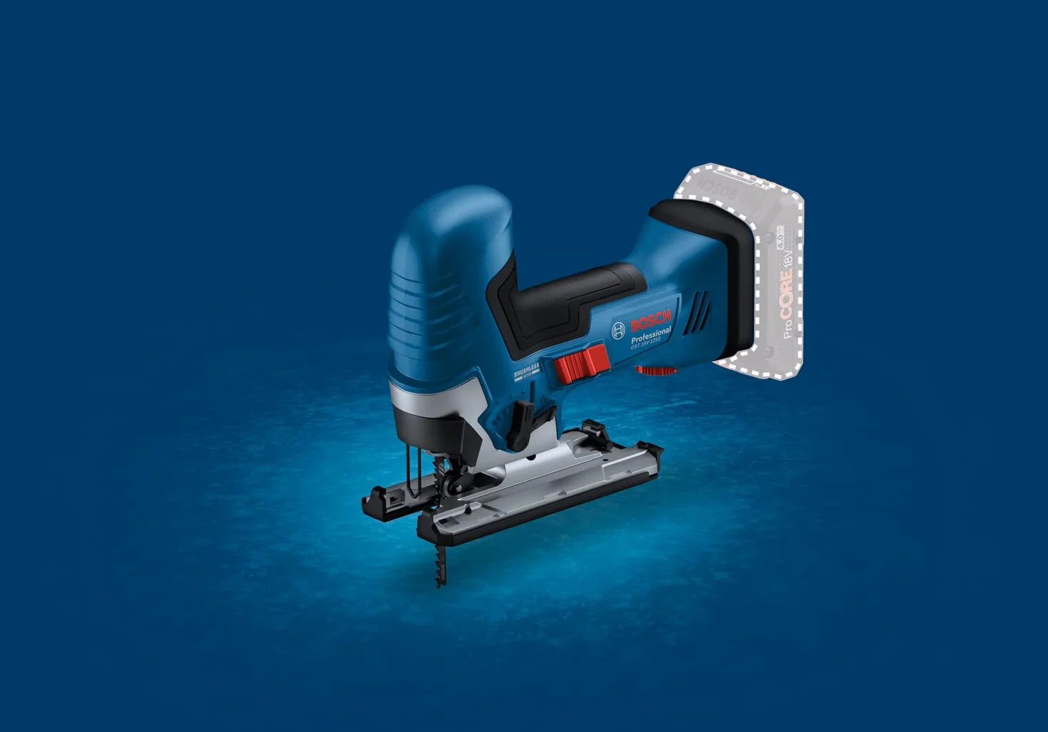 Bosch Professional Bezprzewodowa wyrzynarka systemu 18 V GST 18V-125 S, uchwyt ostrza SDS, zestaw do odsysania pyłu