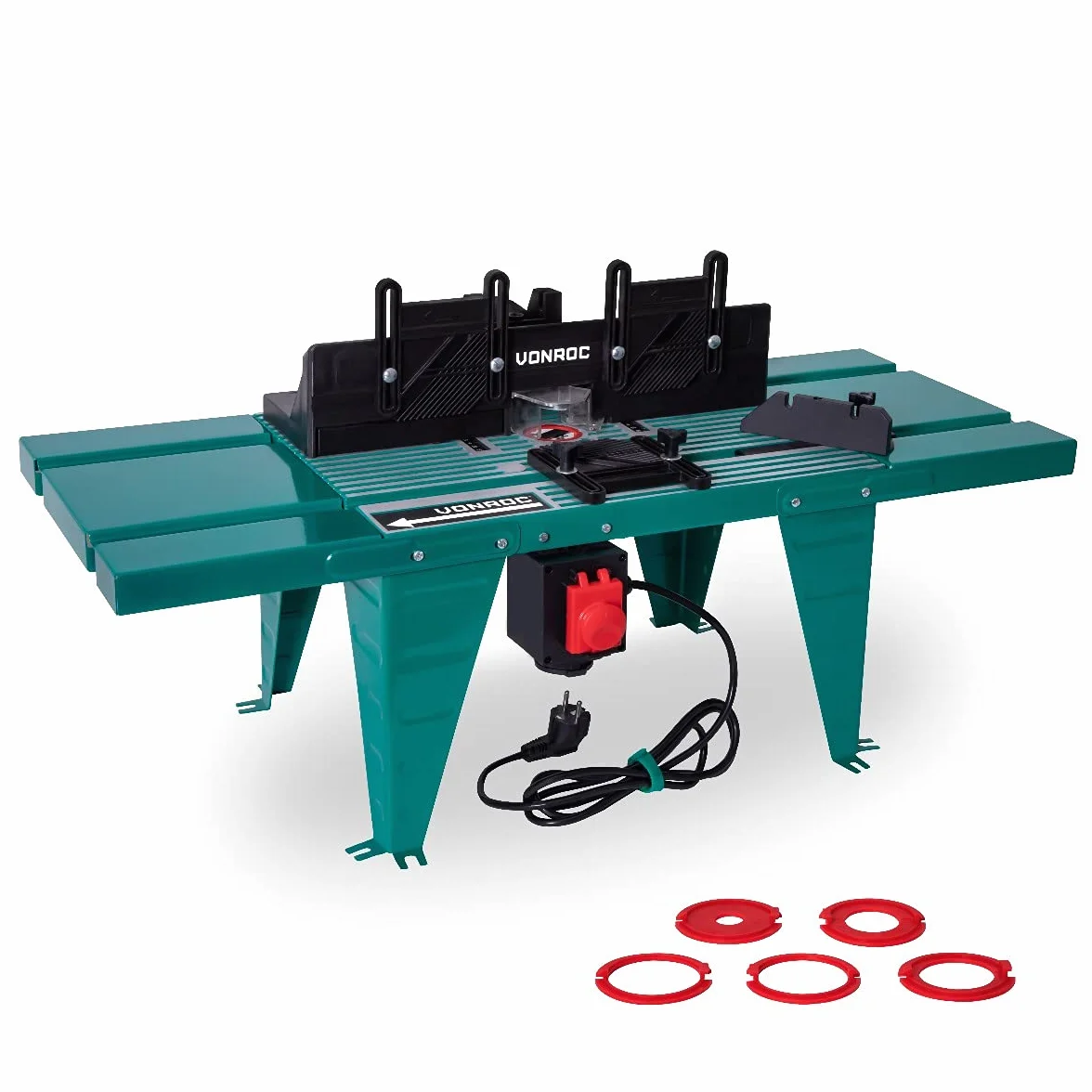 VONROC Stoły frezarskie - frezy górnowrzecionowe | Uniwersalne, Stabilny i Wytrzymały, Powierzchnia 870x335mm, Pasuje do Frezarek do 1800W, Z Prowadnicą, Uchwytami i Przyłączem do Odsysania Pyłu