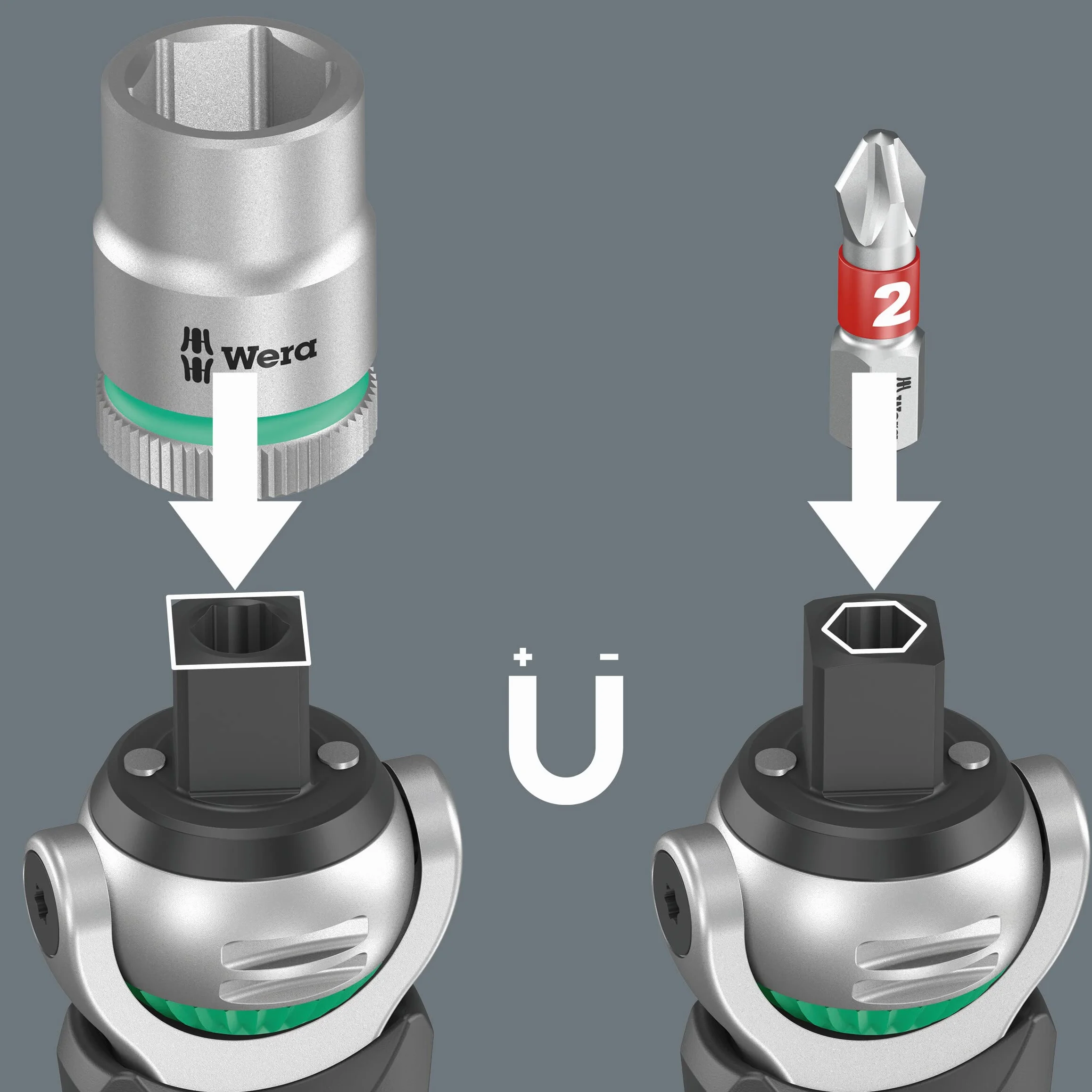 Wera Zyklop Pocket Set Imperial 2 05004283001 8009 zestaw z grzechotkami, 18-częściowy, czarno-zielony