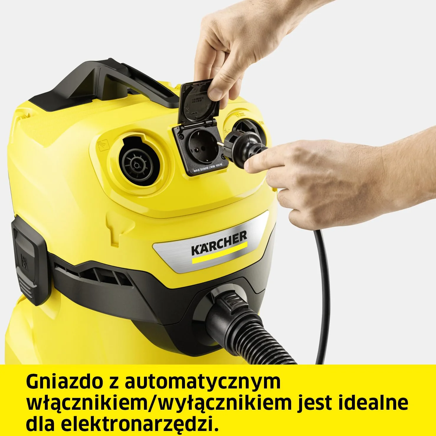 Kärcher na mokro/sucho WD 4 P V-20/5/22, 1000 W, plastikowy pojemnik: 20 l, wąż: 2,2 m, funkcja wydmuchu, gniazdo z włącznikiem/wyłącznikiem, filtr, ssawka podłogowa i szczelinowa, worek filtrujący