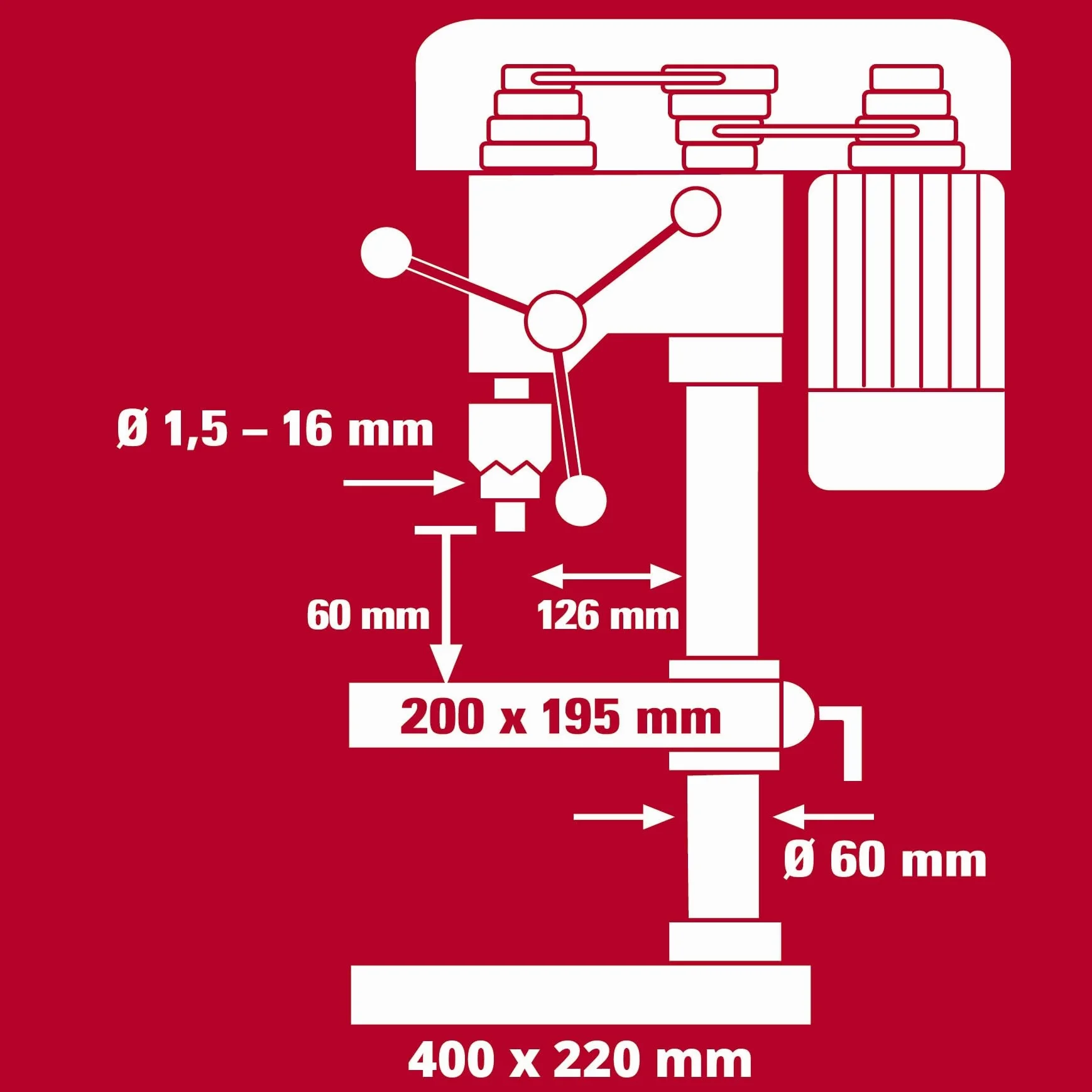 Einhell wiertarka kolumnowa TC-BD 630/1 (630 W, maks. głębokość wiercenia 60 mm, regulowany ogranicznik głębokości, maks. średnica wiertła 16 mm)