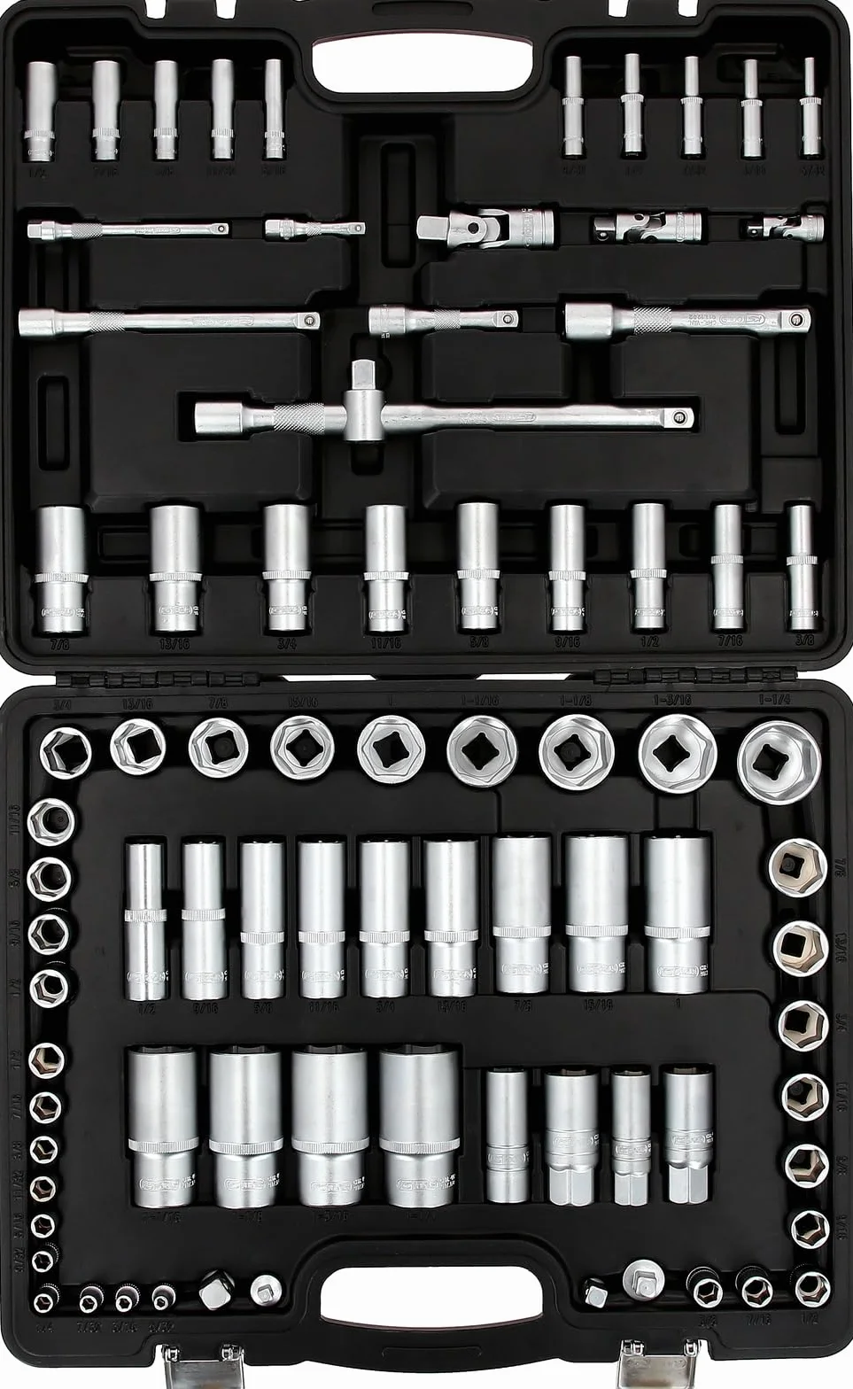 KS Tools 917.0082 1/4"+3/8"+1/2" zestaw kluczy nasadowych, 82-częściowy, wymiary w calach