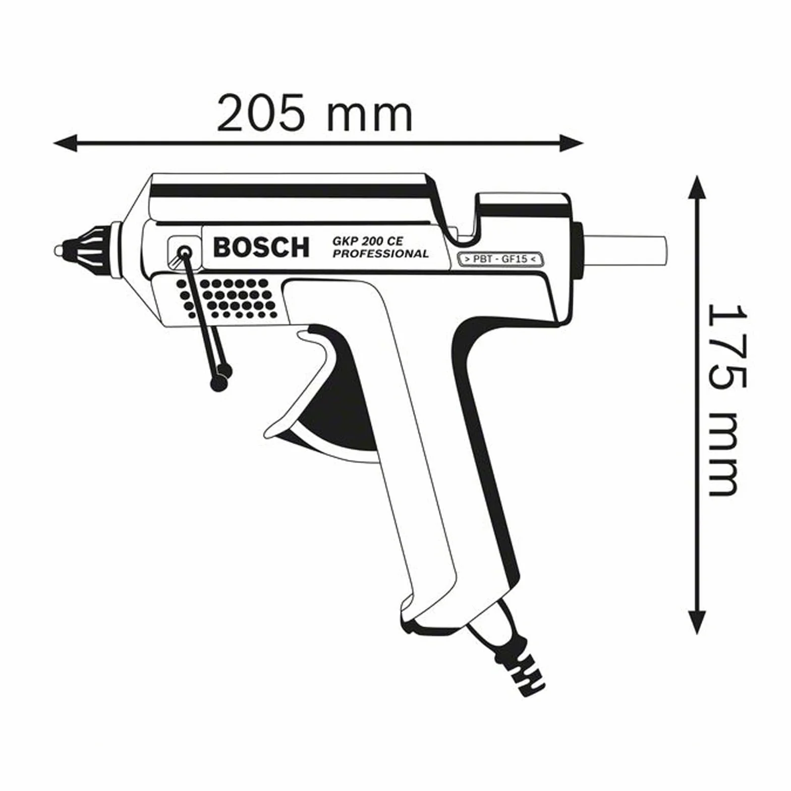 Bosch Professional Pistolet do Klejenia GKP 200 CE 500 W Długa Dysza Zestaw