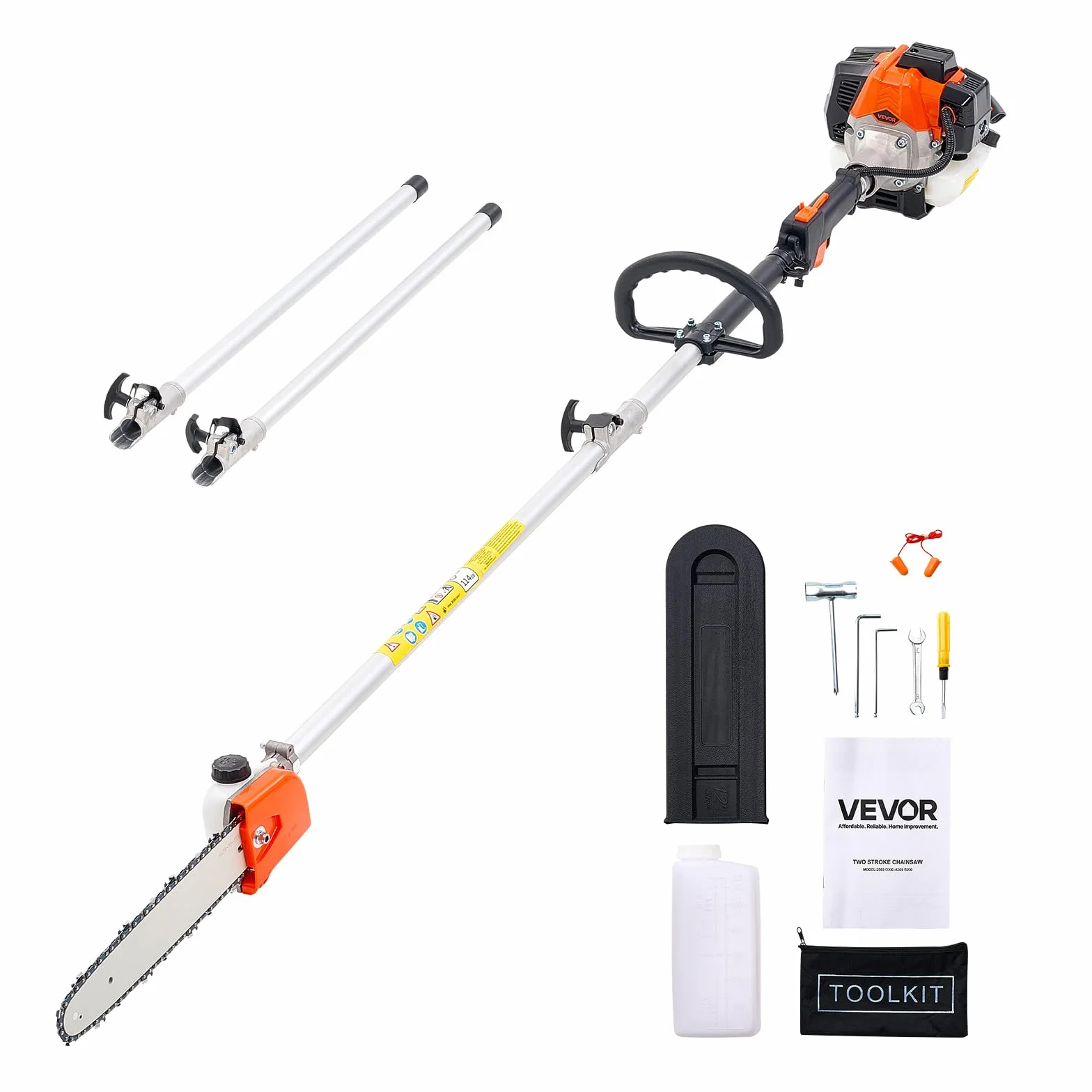VEVOR 25cc 2-suwowa piła łańcuchowa 25 cm3 pręt tnący 30,5 cm zbiornik 650 ml wysuwane 2,12-3,6 m