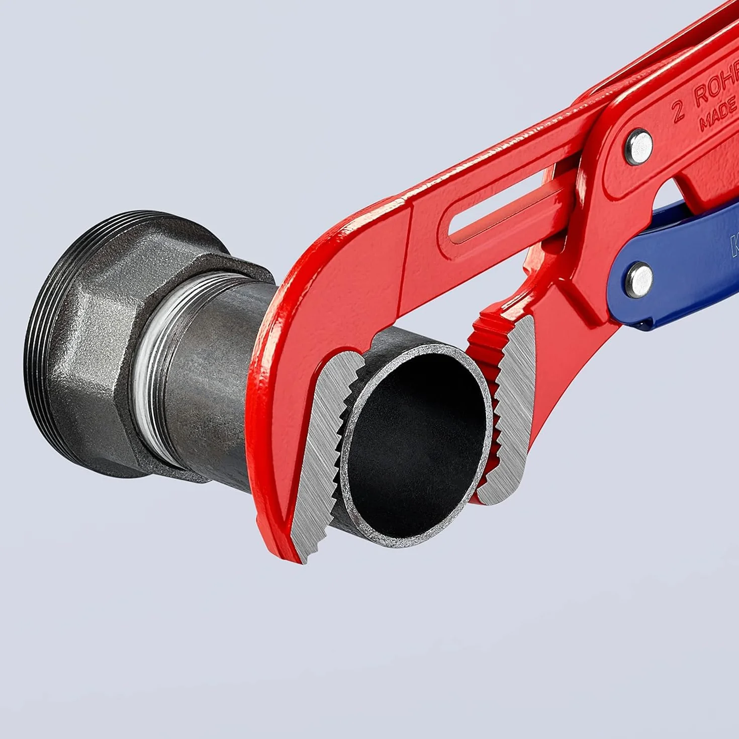 KNIPEX Klucz nastawny do rur ze szczękami typu S z przyciskiem szybkiej regulacji malowane proszkowo, czerwone 560 mm, 83 60 020