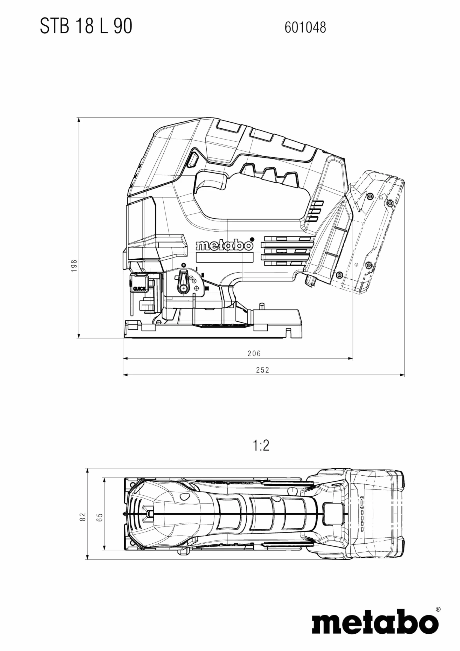 metabo Wyrzynarka akumulatorowa STB 18 L 90-18 V, CAS, głębokość cięcia 90 mm, 4-krotny skok wahadła – beznarzędziowa wymiana brzeszczotu, Softgrip, funkcja dmuchania wiórów, światło LED, odsysanie