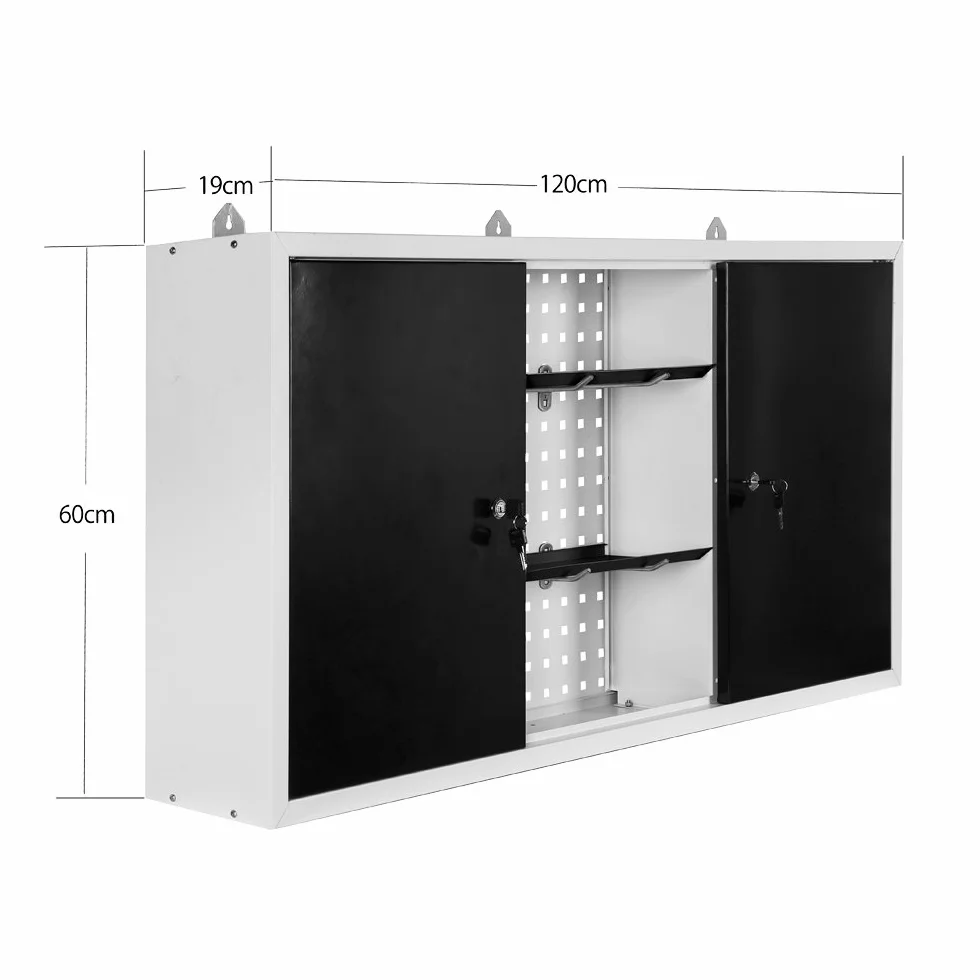 Wiltec Szafka narzędziowa wisząca 60x120x19 cm zamykana z perforacją, stalowa szafka warsztatowa, meble warsztatowe idealne do garażu i warsztatu