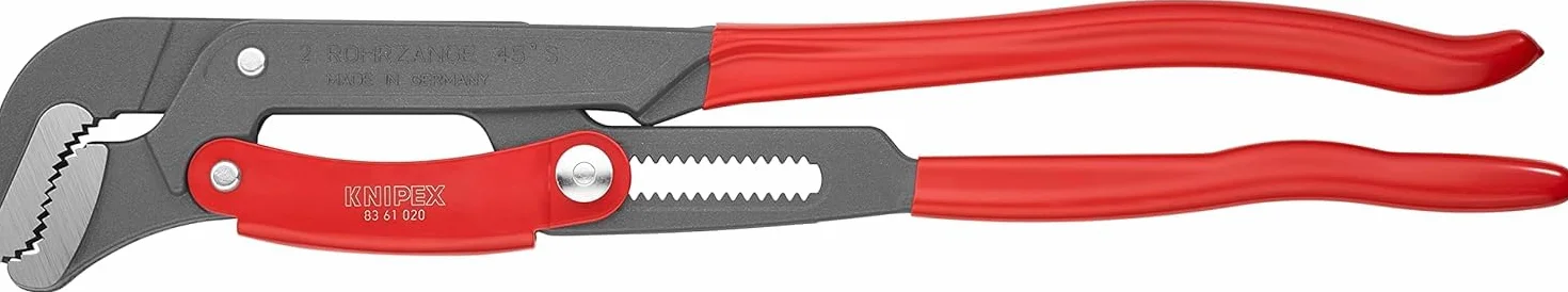 KNIPEX Klucz nastawny do rur ze szczękami typu S z przyciskiem szybkiej regulacji Malowane proszkowo, szare z tworzywa sztucznego, 83 61 020