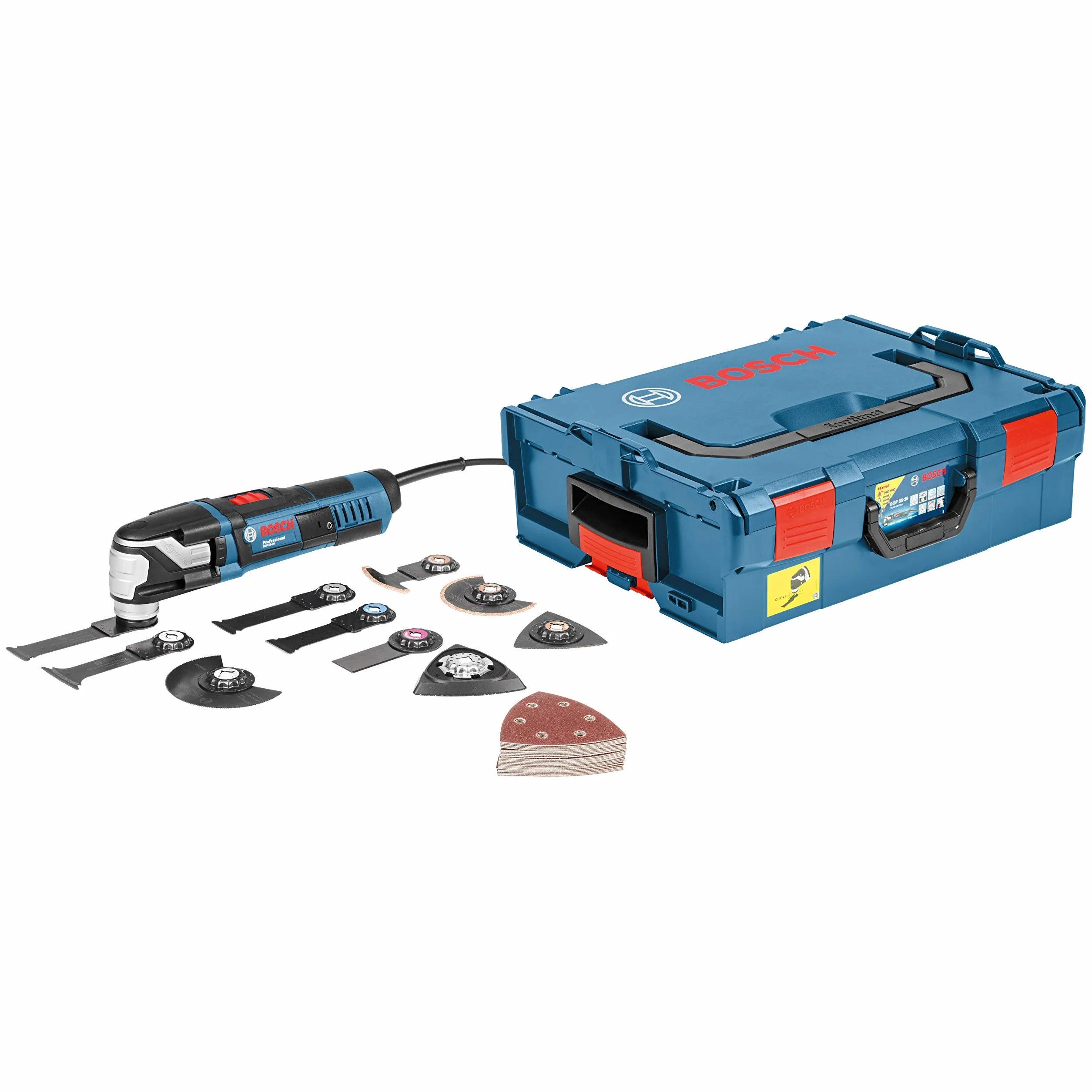 Bosch Professional GOP 55-36 narzędzie wielofunkcyjne Starlock 550 W 9 brzeszczotów 25 pap. ściernych L-BOXX