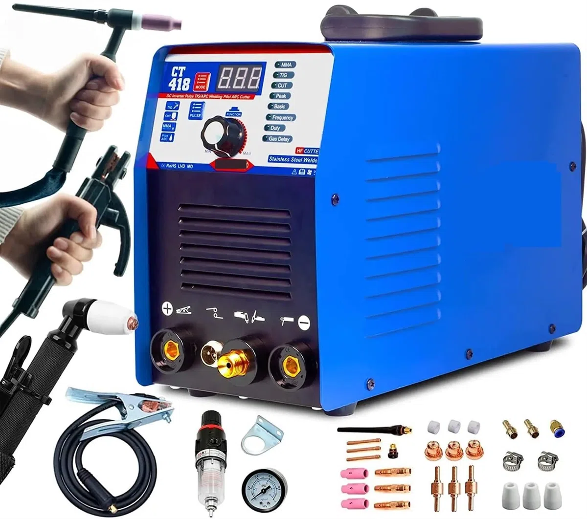 Przecinarka plazmowa CT418 4 w 1 spawarka interwerowa MMA Tig Pulse zgrzewanie punktowe przenośna przecinarka plazmowa CNC do metalu,Potężna Wydajność