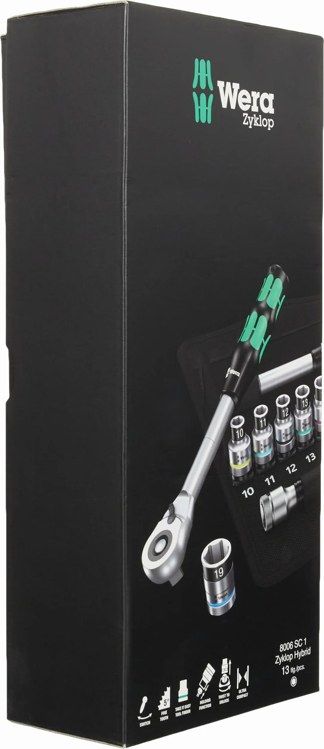 Wera 8006 Sc 1 Zyklop Zestaw Kluczy Nasadowych 28 Elementów Srebrny/Czarny