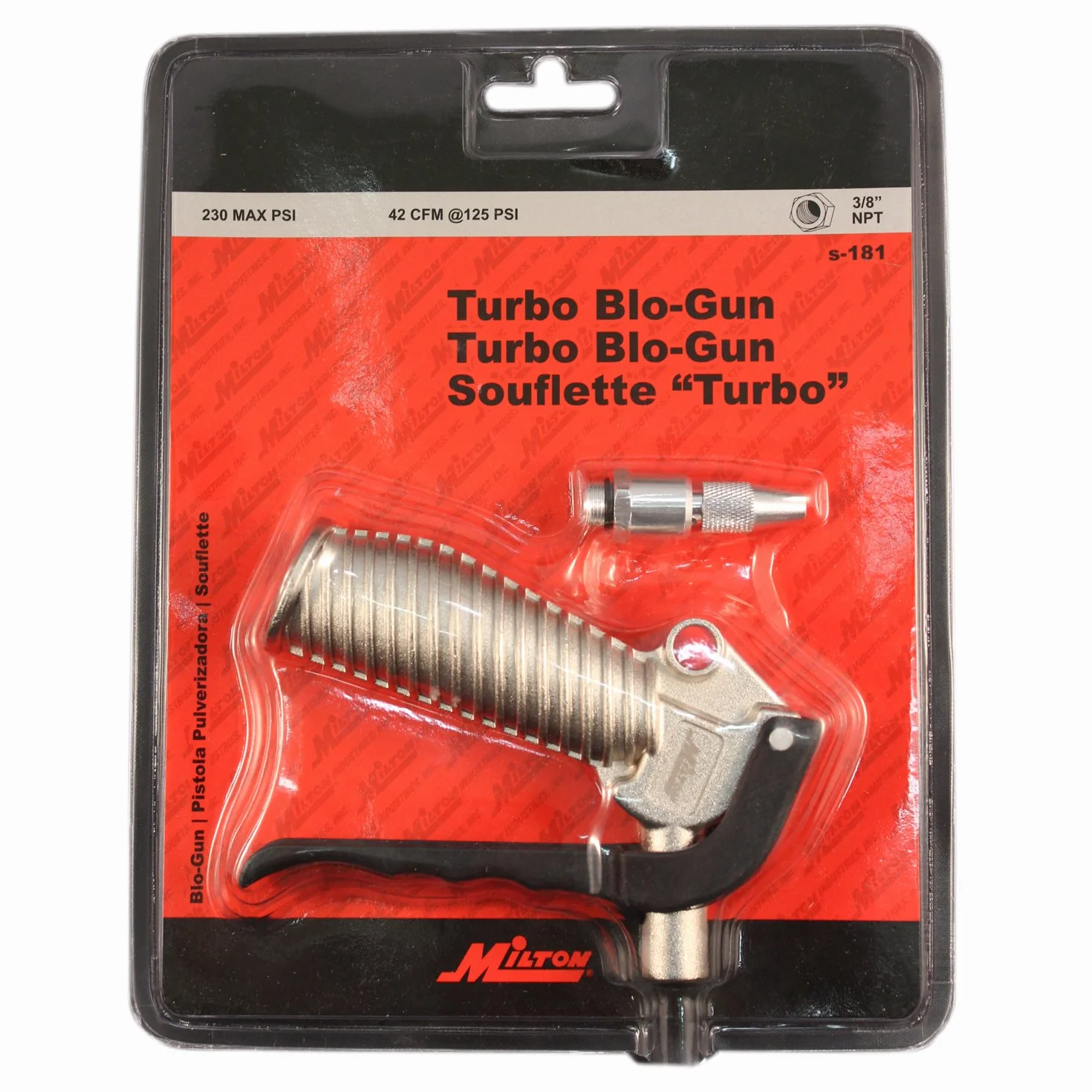 Milton S-181 Turbo Pistolet do wydmuchiwania pistoletu - regulowana dysza - 42 CFM - 230 Max PSI