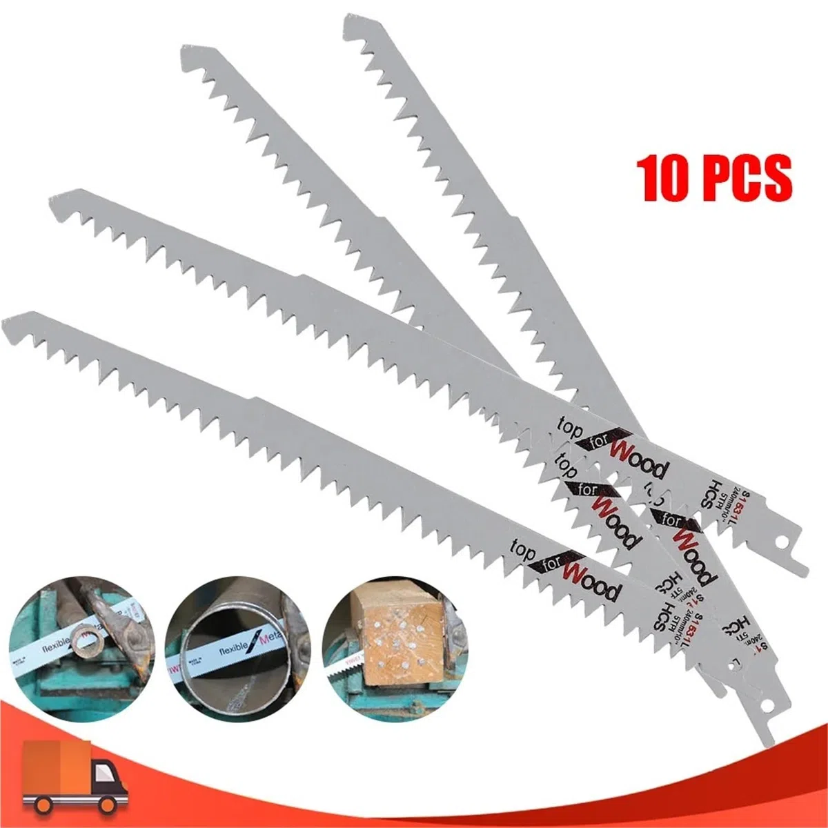 10Pcs T-Shaft Jigsaw Blades HCS Jig Saw Blades For Woodworking Metal Plastic Machines Arc Edge Reciprocating Saw Blades