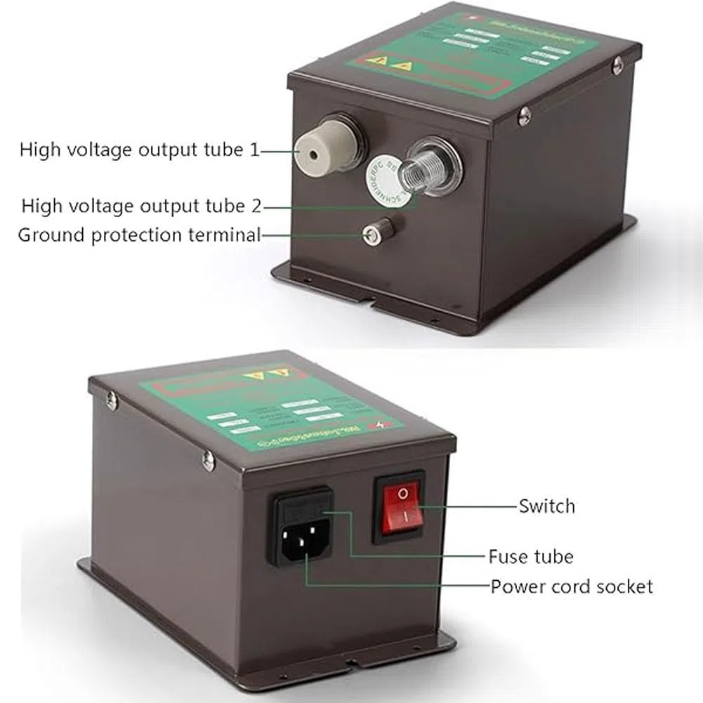 Pistolet jonizujący, antystatyczny pistolet do odkurzania, eliminator statyczny wysokiego napięcia z generatorem 4,6 kV, podwójny pistolet pneumatyczny do przemysłowego usuwania statycznego (0,2 ~ 0,8