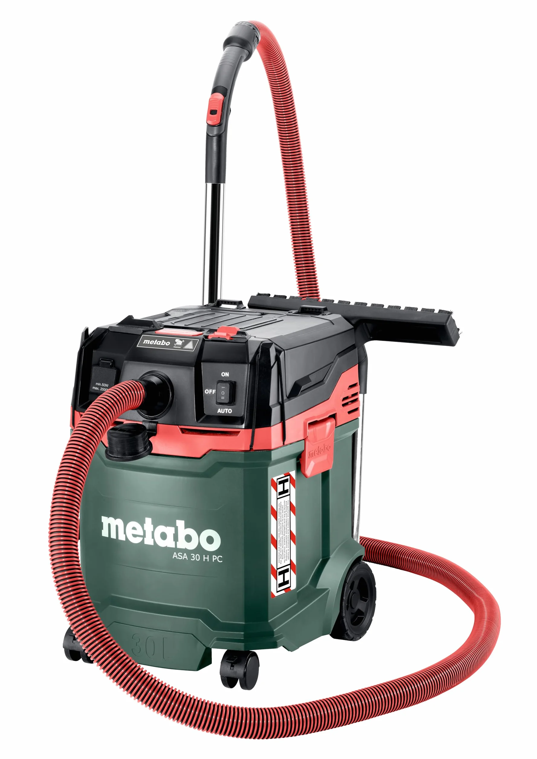 Odkurzacz uniwersalny metabo ASA 30 H PC - Odkurzacz do pracy na mokro/sucho ze zintegrowanym filtrem czyszczącym - 1200 W, 30 l, klasa pyłu H, antystatyczny - Do placów budowy i warsztatów