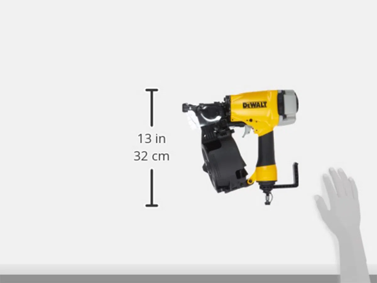 Dewalt 64 mm gwoździe pneumatyczne DPN64C (do gwoździ okrągłych o średnicy 32-64 mm, gwoździe Ø 2 mm, z pojedynczym wyzwalaczem i ogranicznikiem głębokości, pojemność magazynka 225 gwoździ, w zestawie