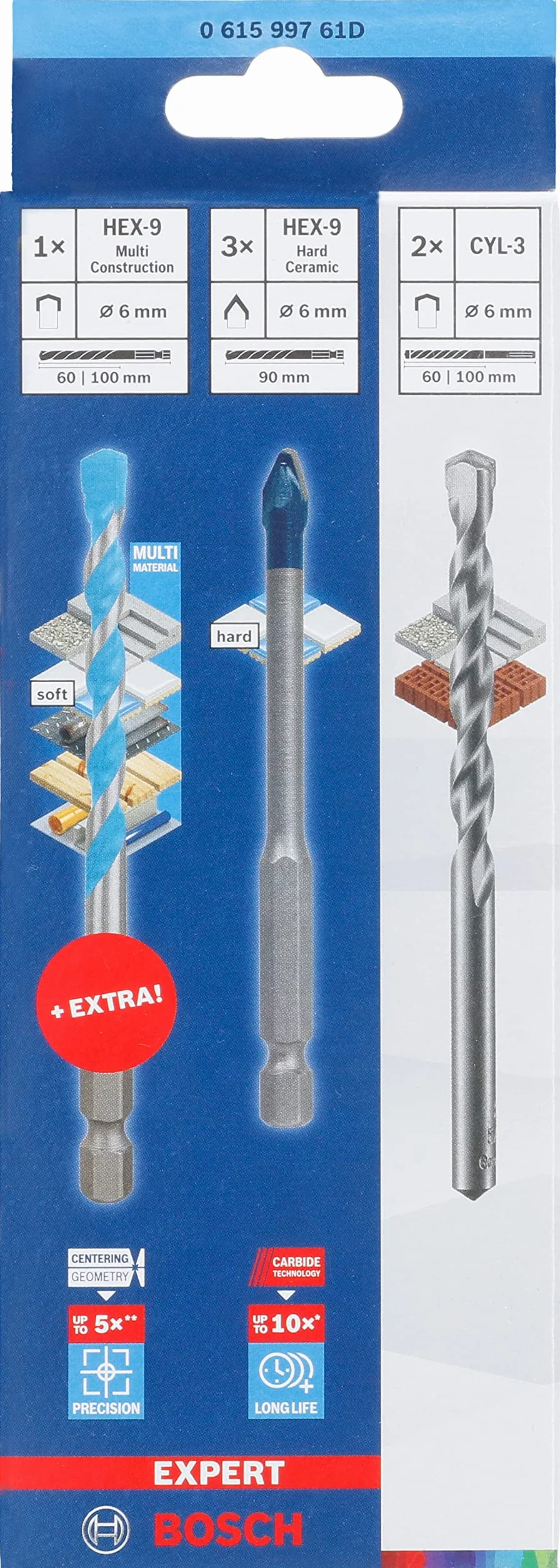 Bosch 061599761D Wiertło, Srebrny, 6 mm, 5 Sztuk