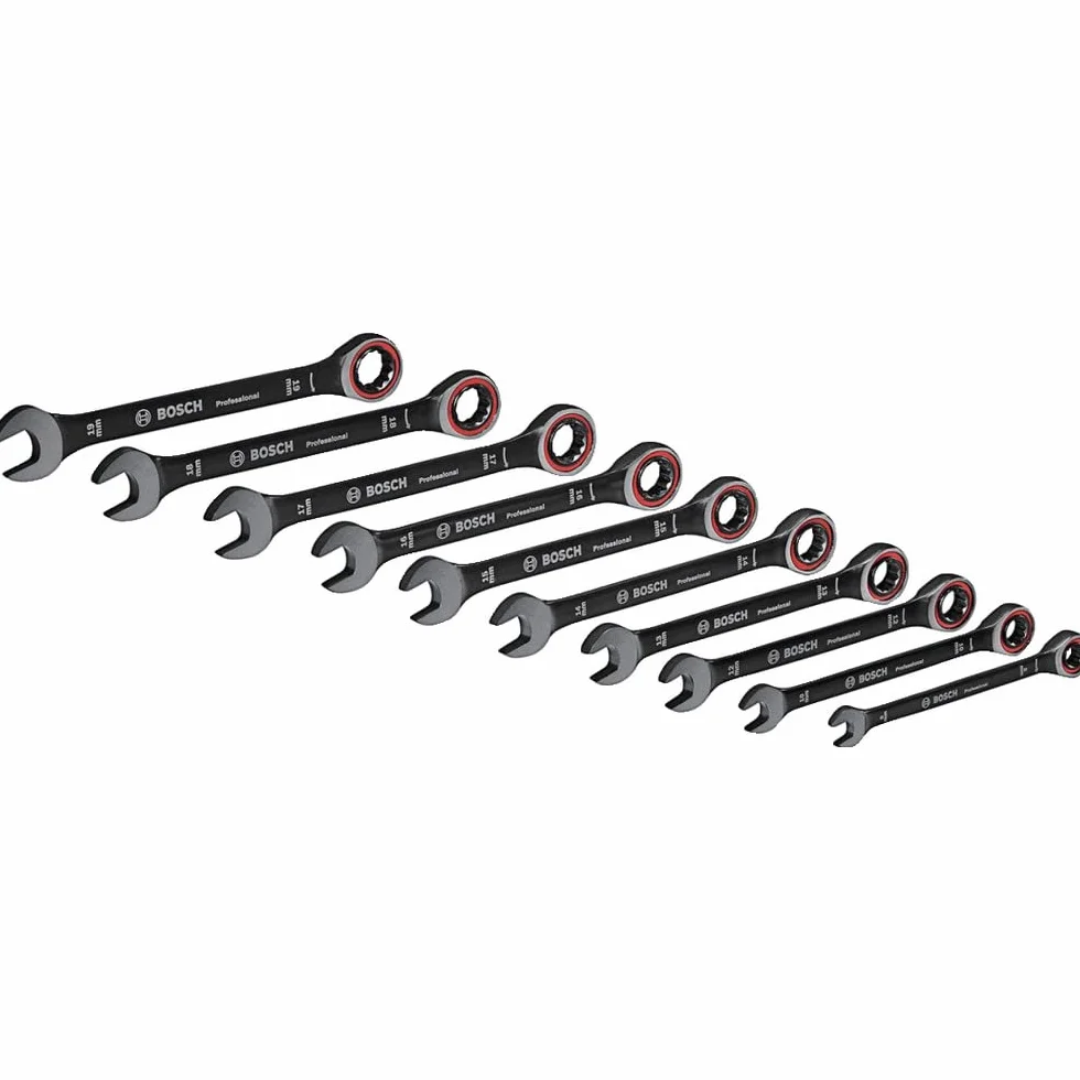 Bosch Professional: 10-częściowy zestaw kluczy płasko-oczkowych (8/10/12/13/14/15/16/17/18/19 mm, w pokrowcu) – Amazon Exclusive Set