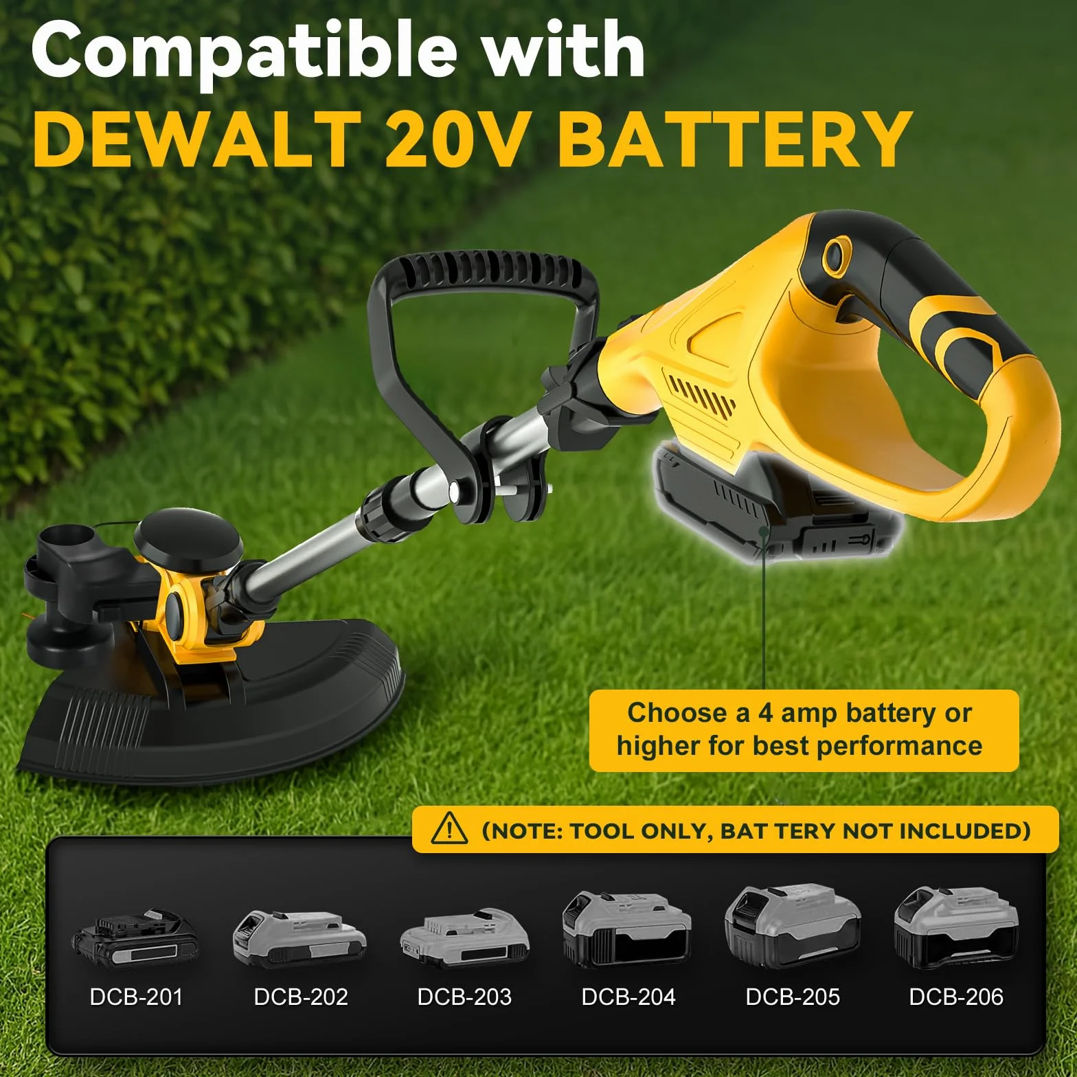 Podkaszarka do trawy kompatybilna z akumulatorem Dewalt 20 V, składana podkaszarka 3 w 1, z silnikiem bezszczotkowym, szerokość cięcia 30 cm, wskaźnik stanu baterii, elektryczna kosiarka do trawy