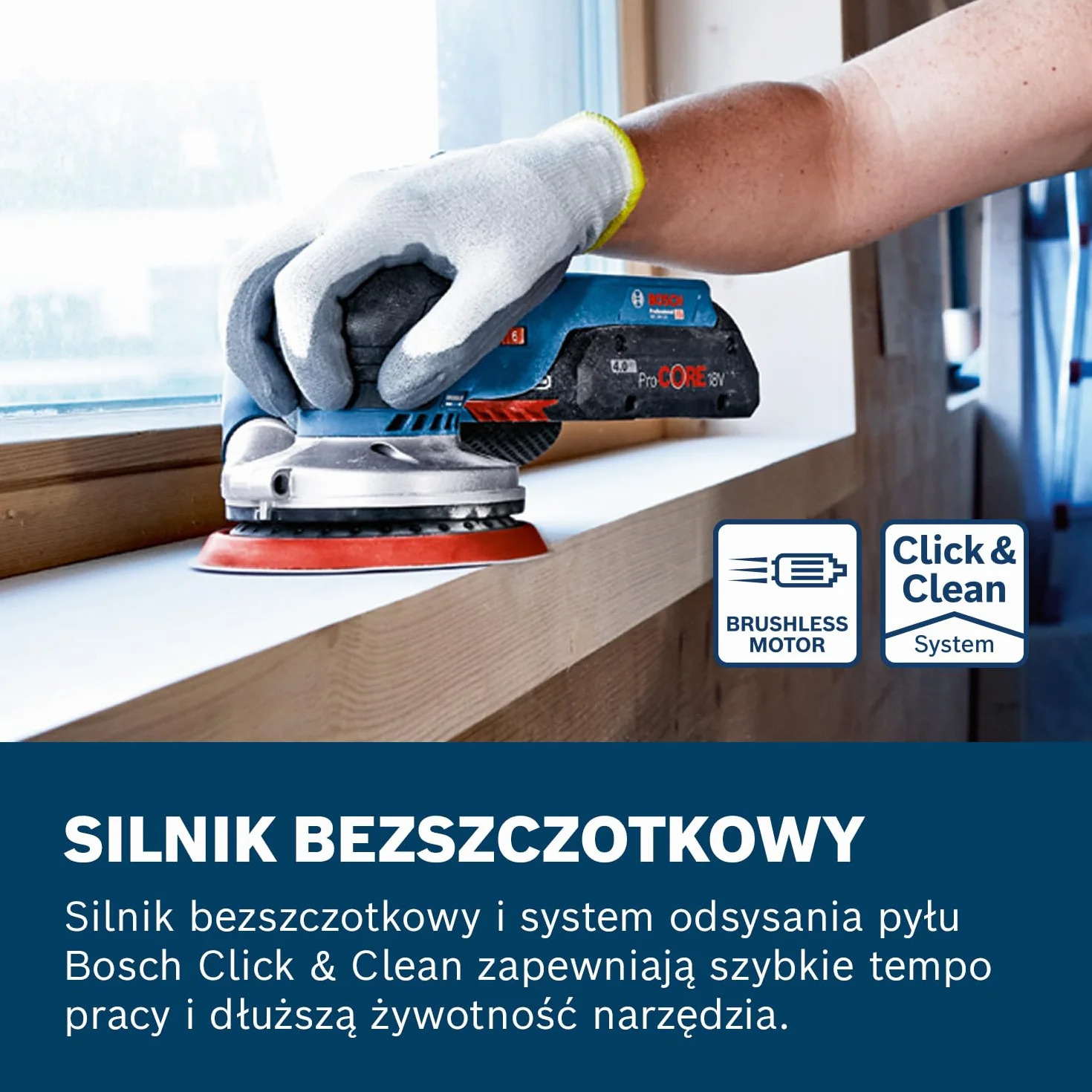 System profesjonalny 18 V firmy Bosch: akumulatorowa szlifierka mimośrodowa GEX 18V-125 talerz szlifierski 125 mm, 1 papier ścierny, worek na pył, walizka L-BOXX, bez akumulatora i ładowarki