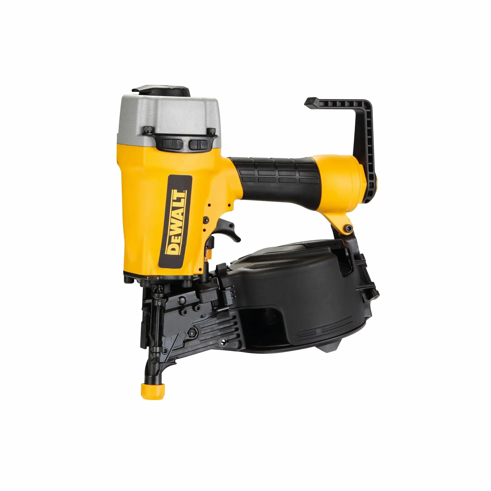 Dewalt 64 mm gwoździe pneumatyczne DPN64C (do gwoździ okrągłych o średnicy 32-64 mm, gwoździe Ø 2 mm, z pojedynczym wyzwalaczem i ogranicznikiem głębokości, pojemność magazynka 225 gwoździ, w zestawie