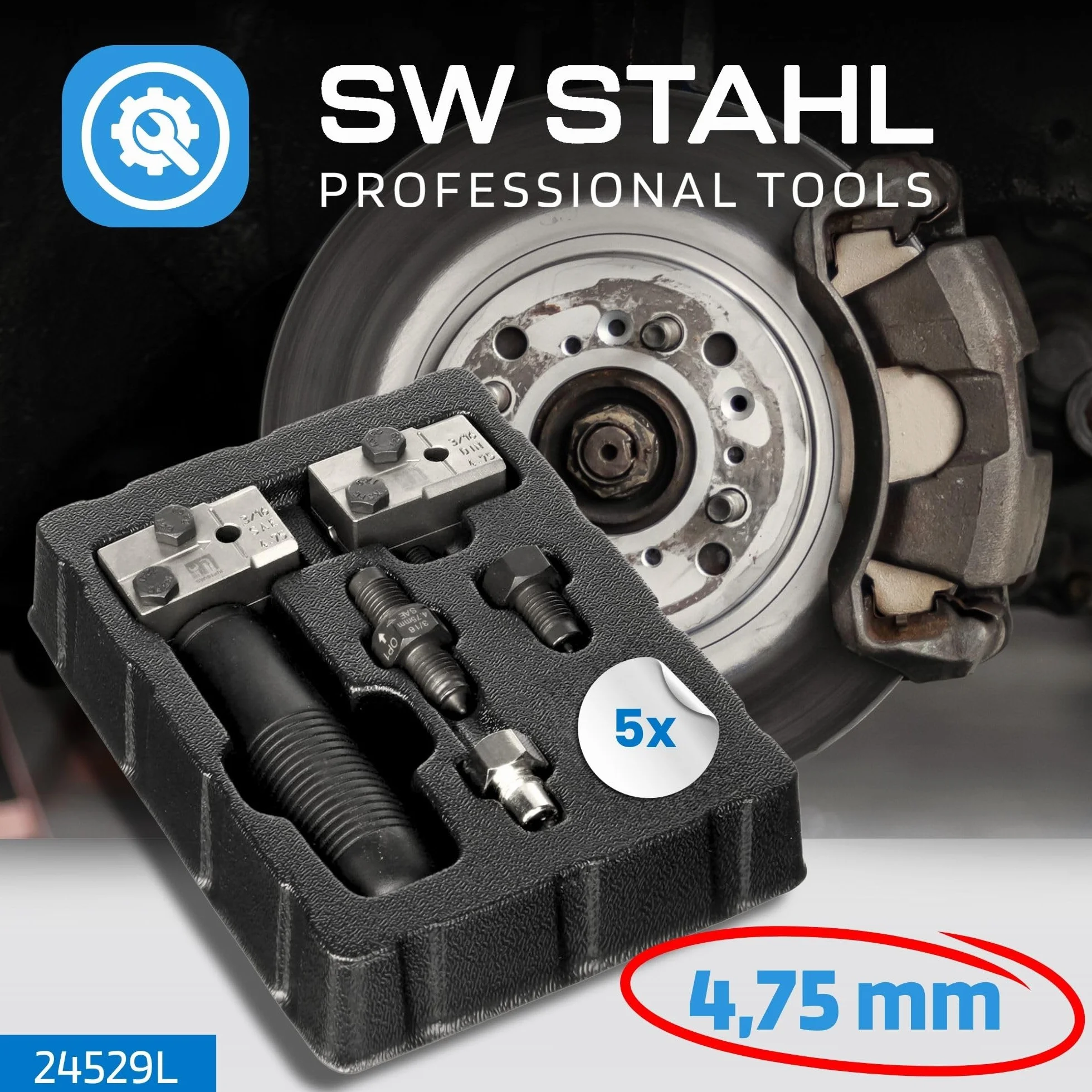 SW-Stahl 24529L mechaniczne urządzenie do zaciskania przewodów hamulcowych 4,75 mm (3/16") SAE DIN