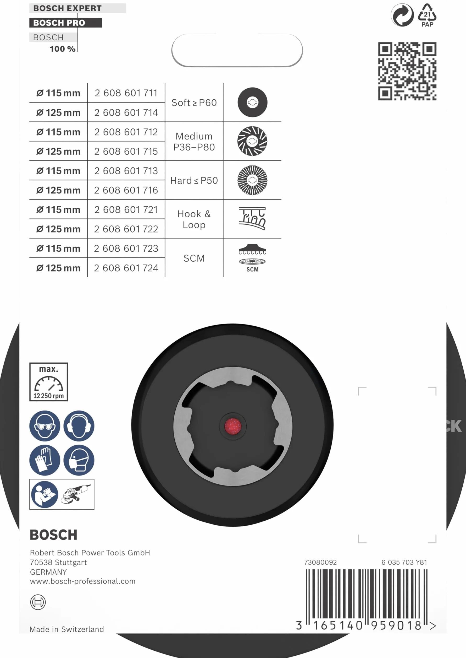 Bosch 1x PRO Backing Pad do małych szlifierek kątowych, X-Lock, mocowanie na rzepy (Ø 125 mm, Professional Akcesoria Mała szlifierka kątowa)