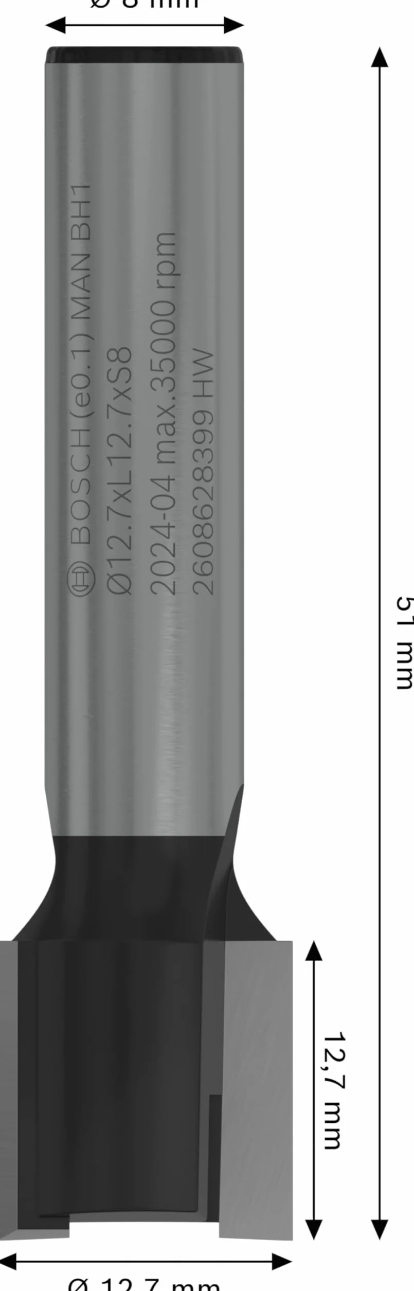 Bosch 1x Frez PRO do zagłębień pod zawiasy (do Miękkie drewno, Twarde drewno, Ø 12,7 mm, Professional Akcesoria Frez ręczny, Frez krawędziowy)