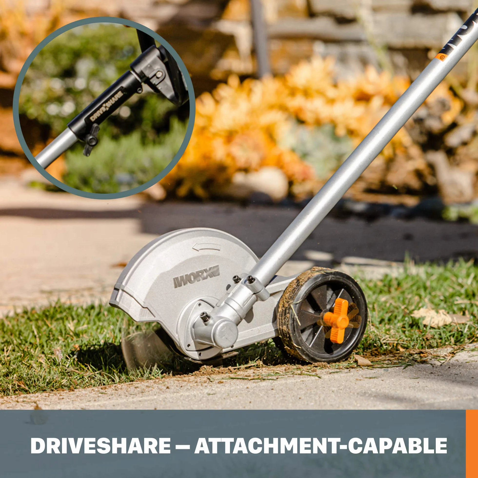 WORX WA0223 40V Nitro Driveshare uniwersalna nasadka do krawędzi trawnika czarna pomarańczowa