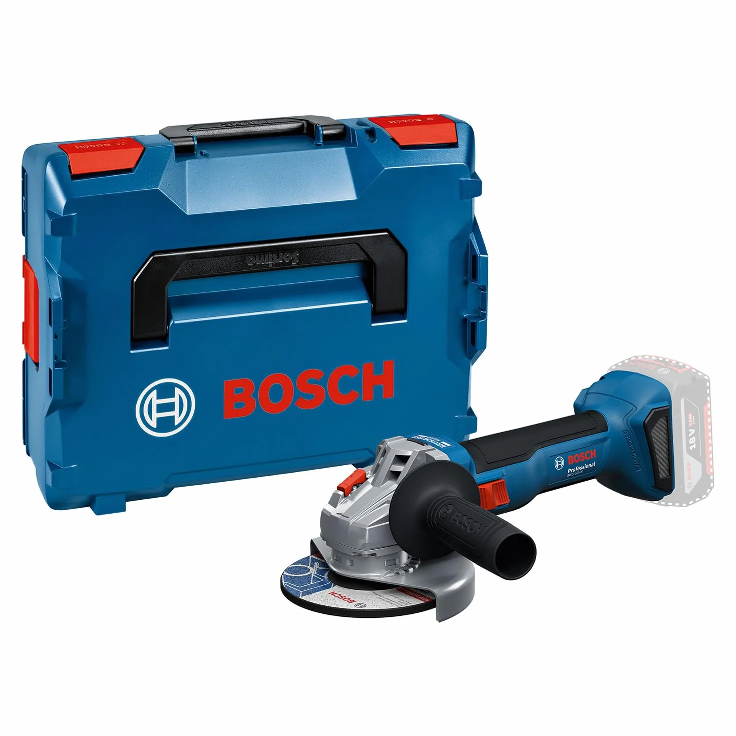 Bosch Professional 18 V firmy Bosch: akumulatorowa szlifierka kątowa GWS 18V-8 (Ø tarczy 125 mm, walizka L-BOXX)