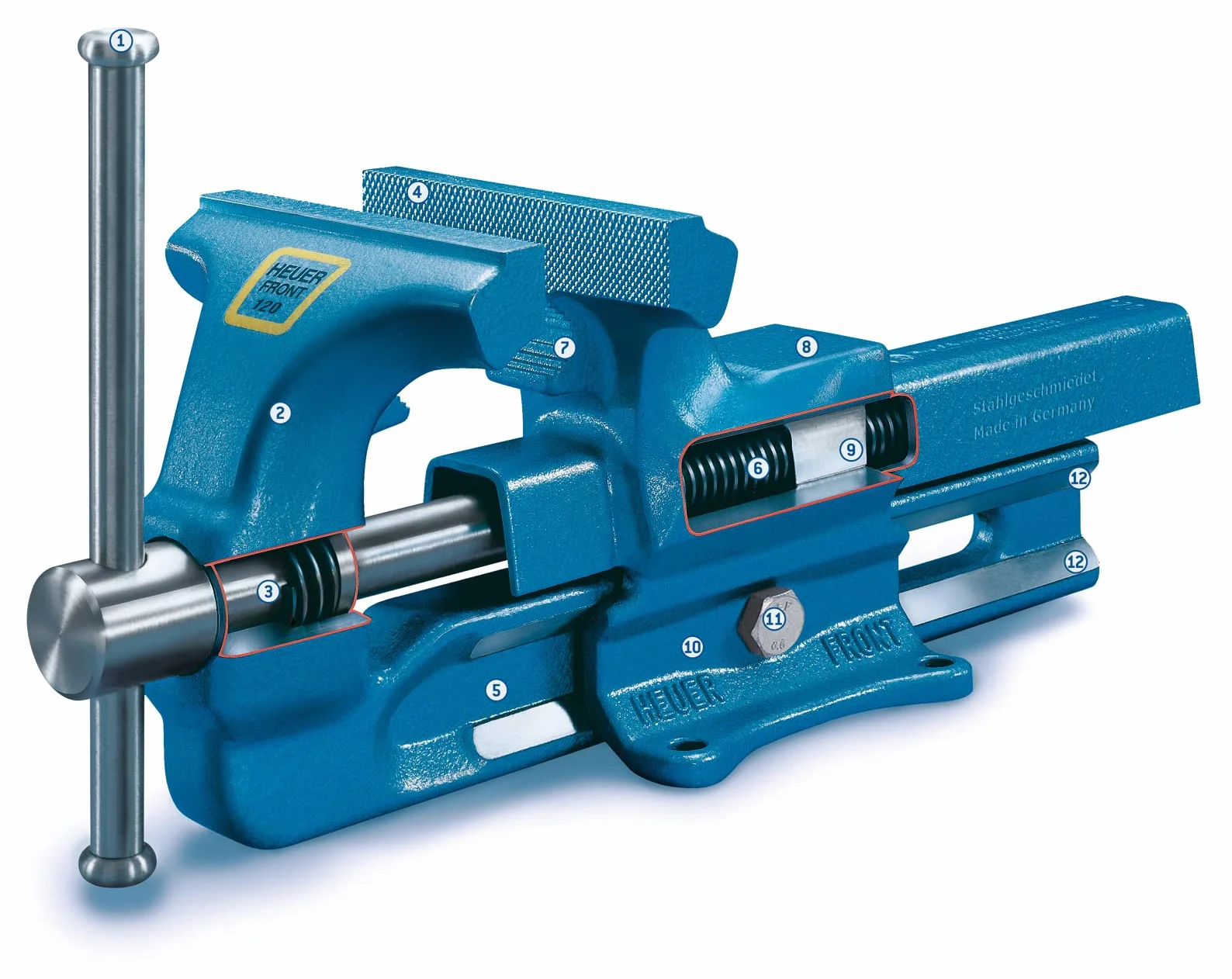 Imadło ślusarskie ręczne HEUER BROCKHAUS szczęki 100mm rozstaw 125mm
