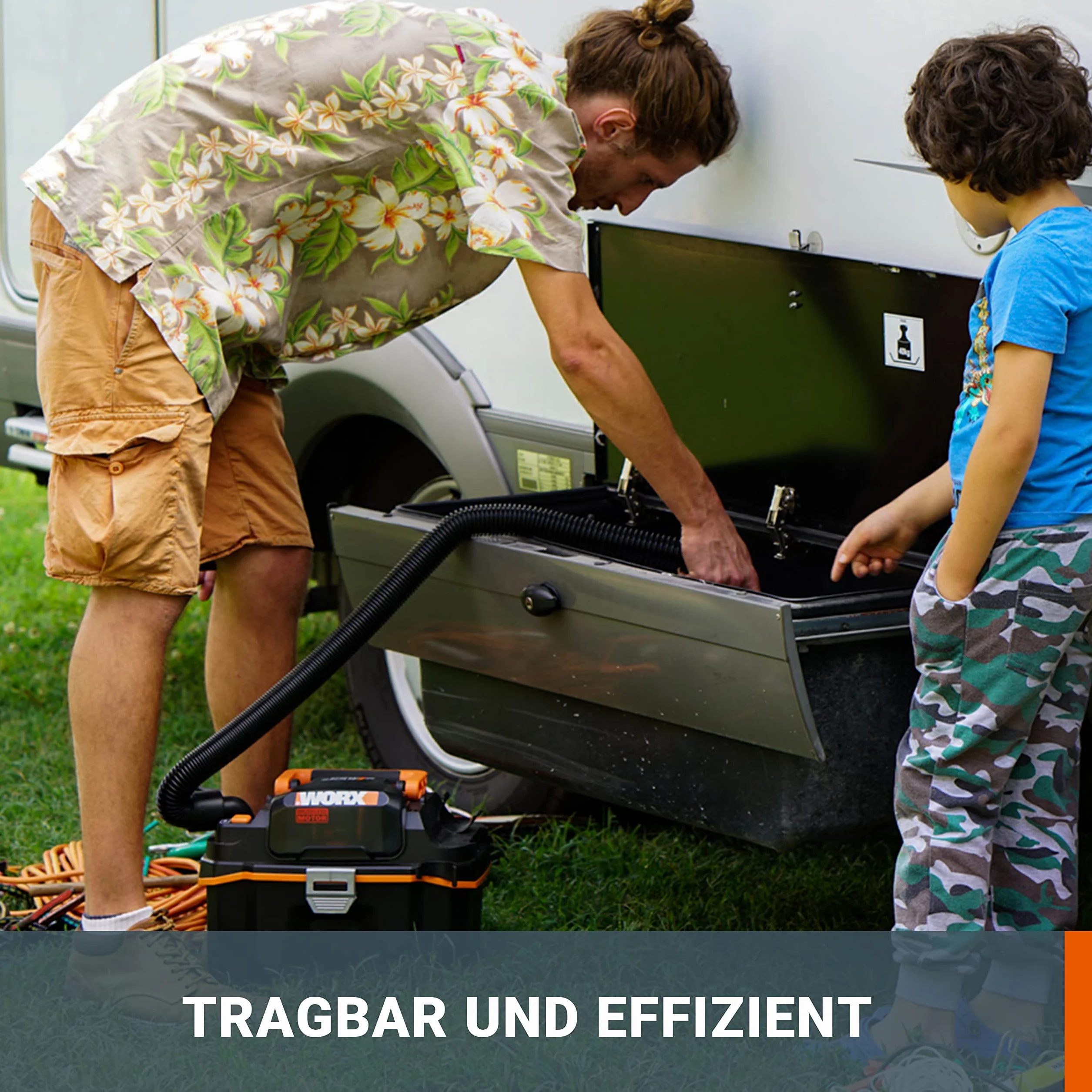 WORX WX031.9 Akumulatorowy odkurzacz do pracy na mokro i na sucho - przenośny i poręczny - 20 V - z dyszą szczelinową i szerokostrą końcówką - bez akumulatora i ładowarki, Czarny/Pomarańczowy