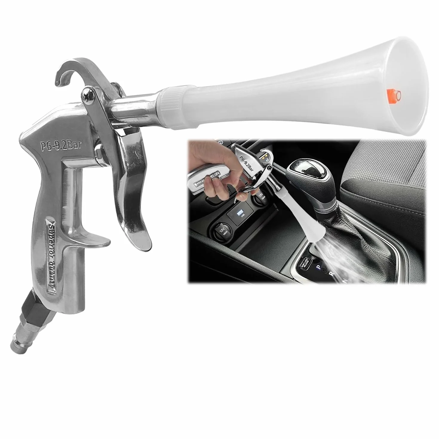 Pistolet do czyszczenia sprężonego powietrza, ciśnienie robocze 6-9,2 bar, pistolet do wydmuchiwania sprężonego powietrza bez pojemnika, pistolet na sprężone powietrze, skutecznie usuwa brud podczas