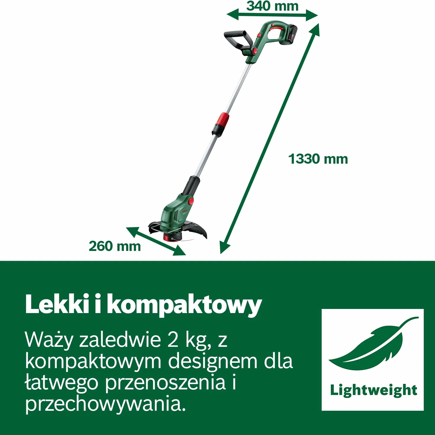 Bosch: akumulatorowa podkaszarka do trawy UniversalGrassCut 18V-26-500 (do podkaszania w poziomie i pionie, czas ładowania: 65 min, średnica cięcia: 26 cm, system 18V, z akumulatorem i ładowarką)